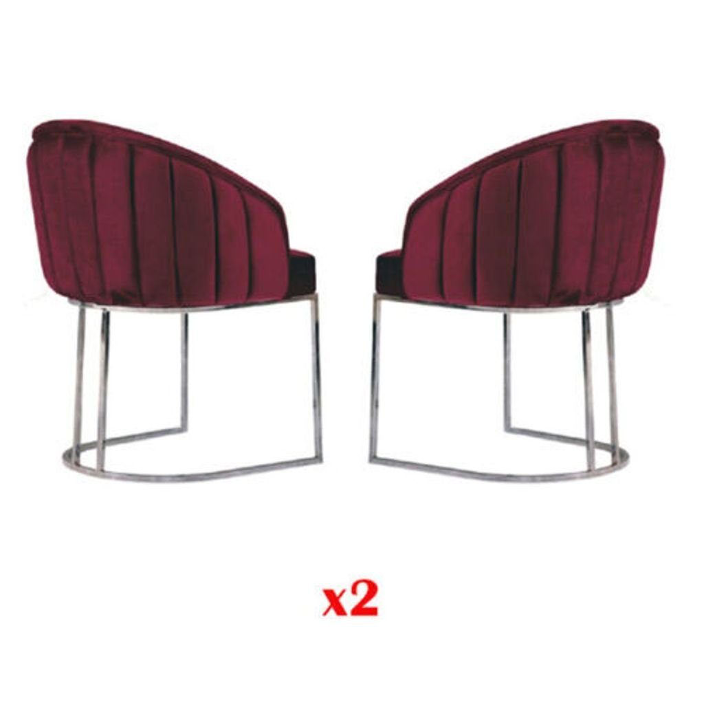 JVmoebel Loungesessel, Designer Metall Stoff Polster Stühle Gastro Esszimmer Modern 2x Sessel | Loungesessel