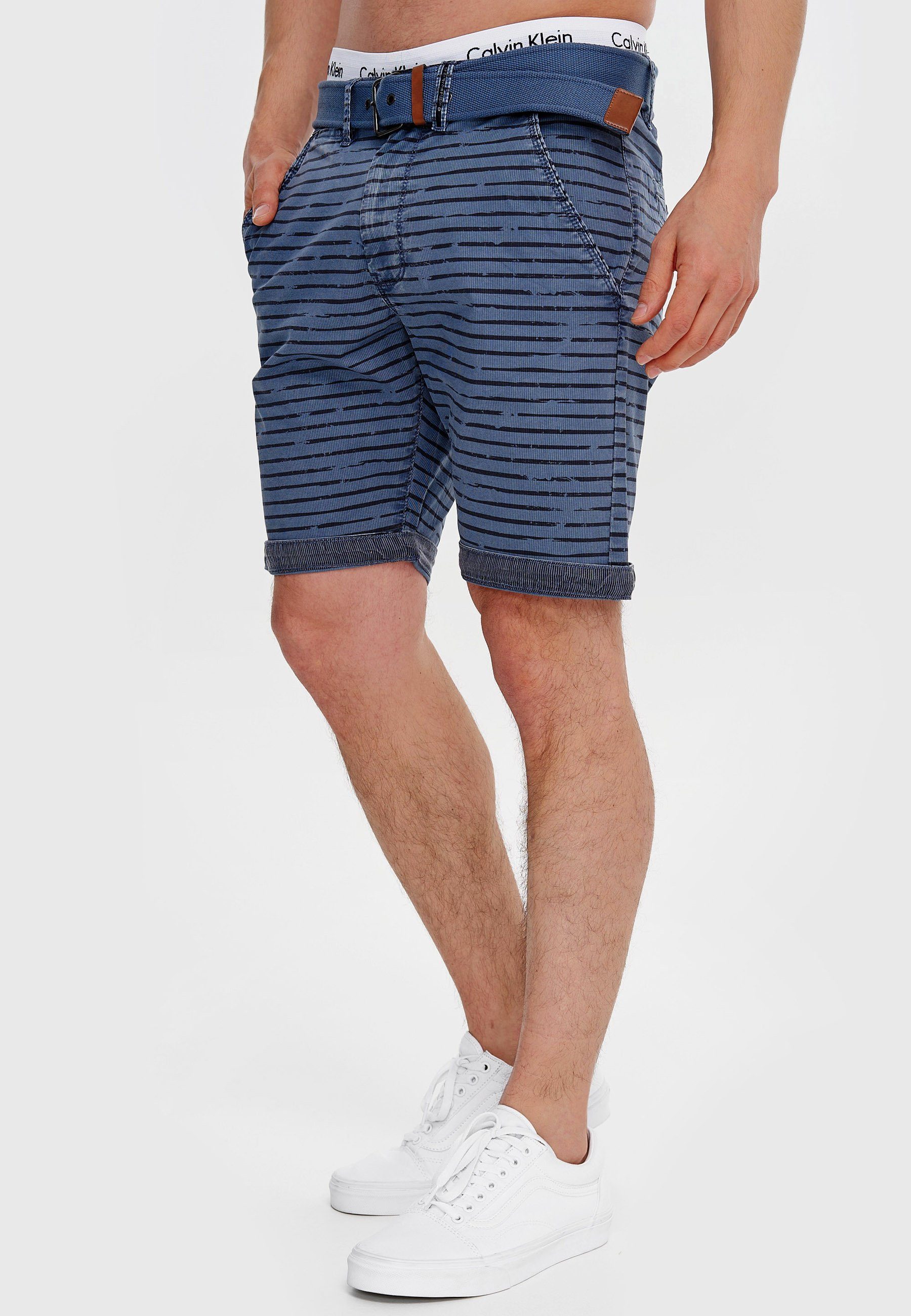 Indicode Chinoshorts Herren Arroyo Chino Shorts Herrenshorts mit auffälligem Streifenmuster