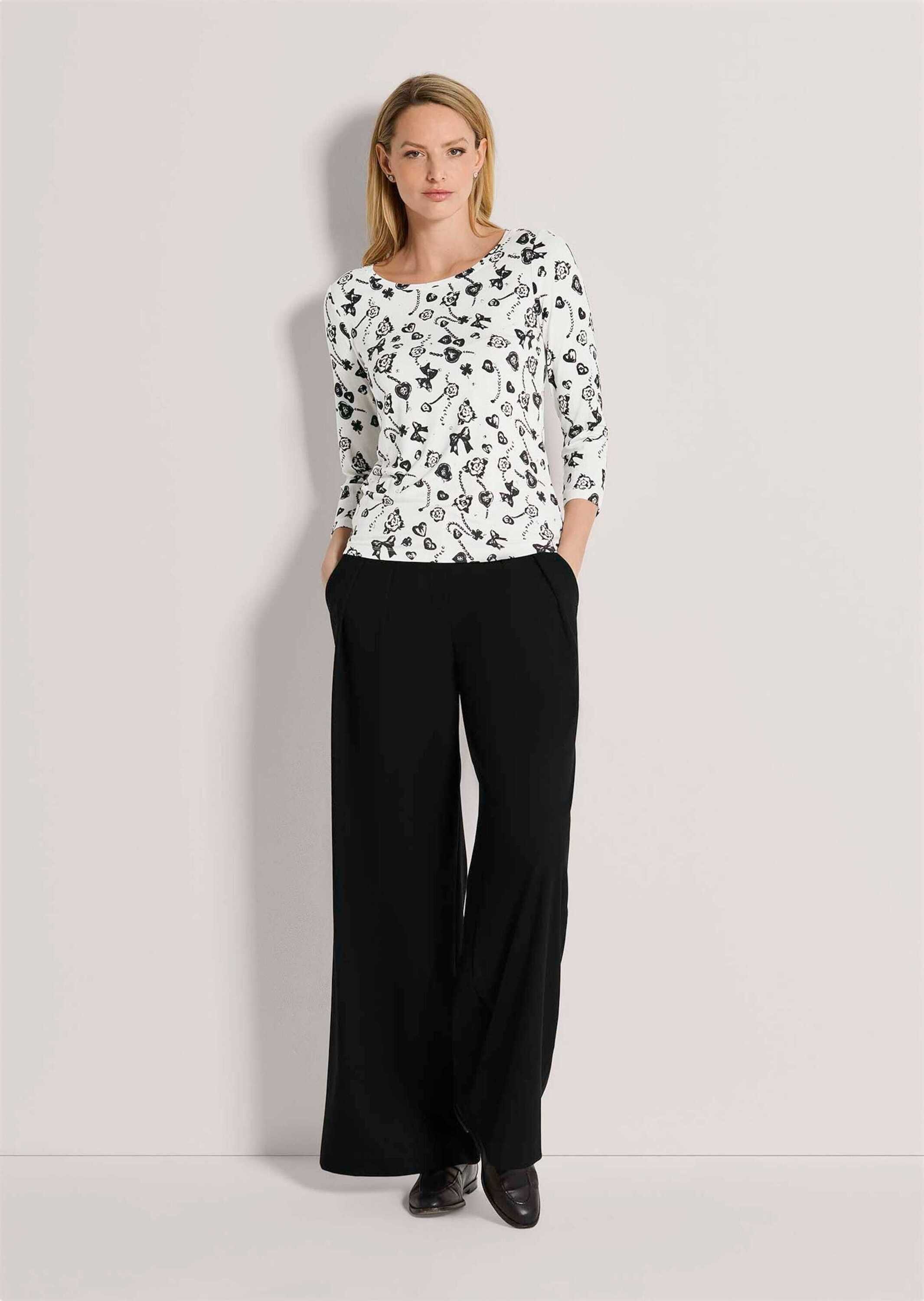 MADELEINE 3/4-Arm-Shirt Shirt mit Fantasy-Druck und Strass Rundhals, 3/4-Arm & florale Optik