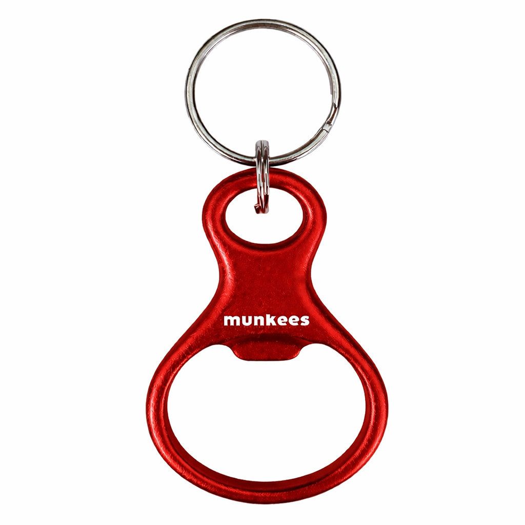 Munkees Flaschenöffner Schlüsselanhänger Achter Einzelpack Rot (Packung, 1-tlg., Einzelartikel), Flaschenöffnerfunktion, kompaktes Design, geringes Gewicht