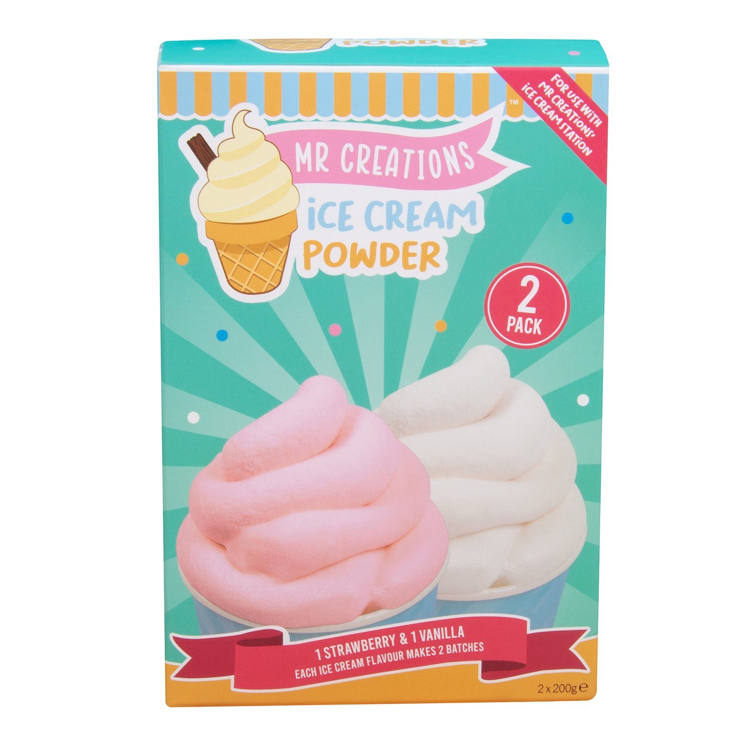 Fizz creations Slush Maker Mr Creations 2pk Ice Cream Powder Vanilla & Strawb