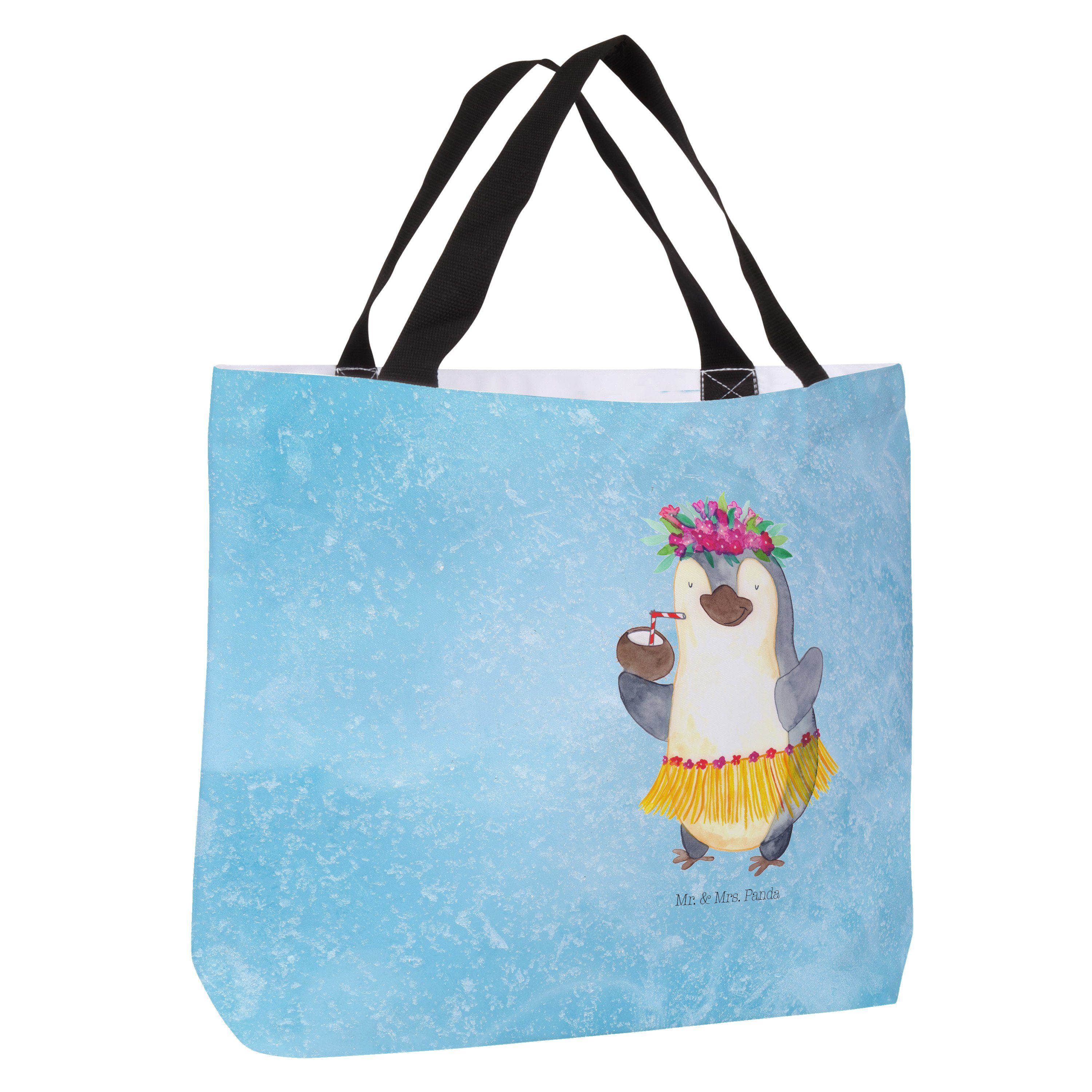 Mr. & Mrs. Panda Pinguin (1-tlg) Shopper - Alltagst Geschenk, erholt, Schultasche, Eisblau - Kokosnuss