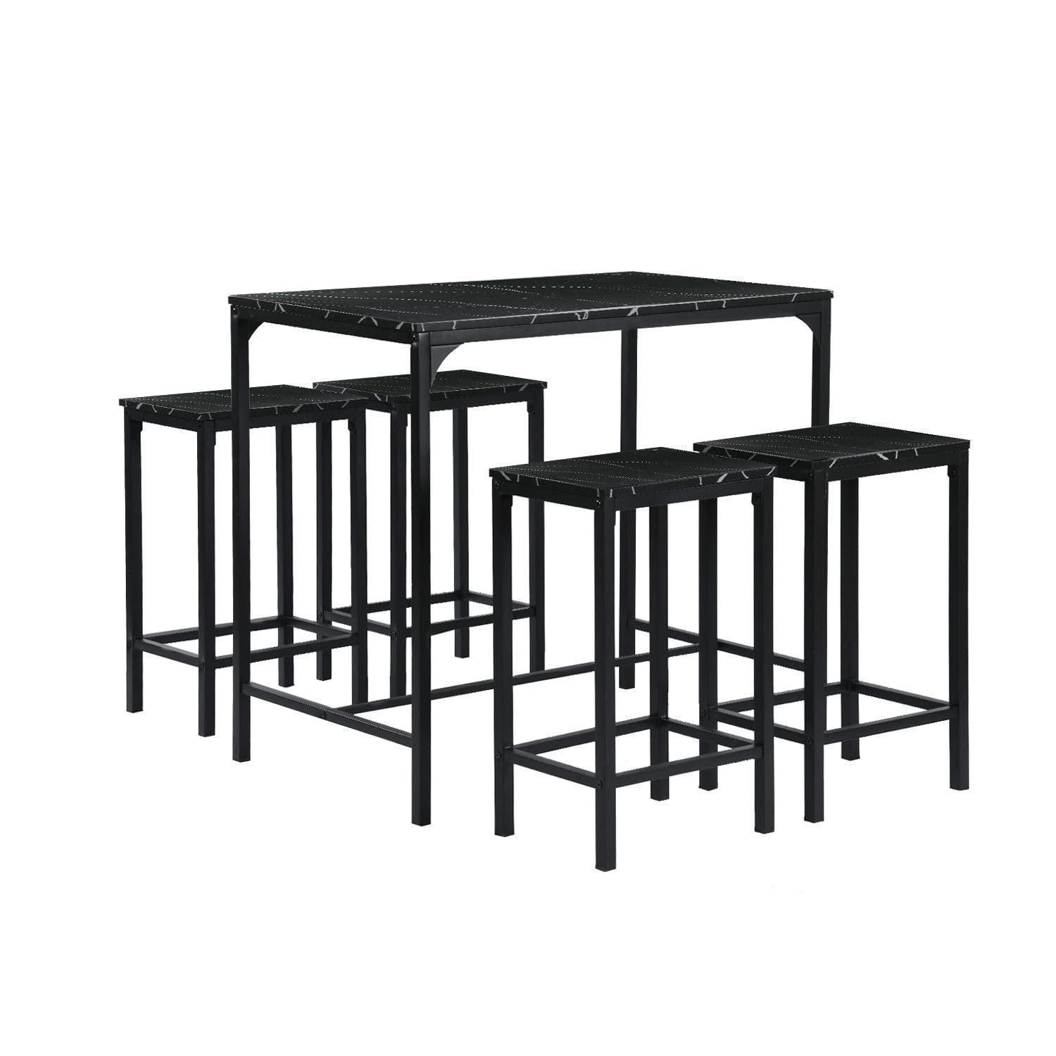 LuxusKollektion Bargruppe Bartisch Set Schwarz 5-teilig