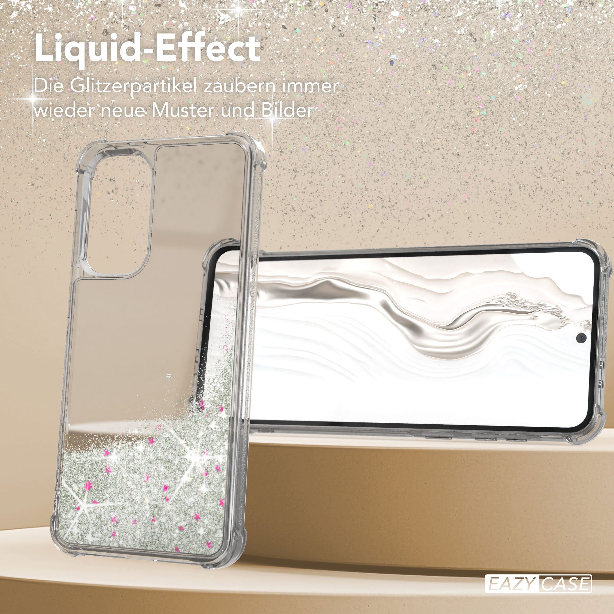 EAZY CASE Handyhülle Liquid Glittery Case für Samsung Galaxy A56 5G 6,7 Zoll, Kratzfeste Silikonhülle stoßfestes Back Cover Phone Case Etui Silber – Bild 4 von 5