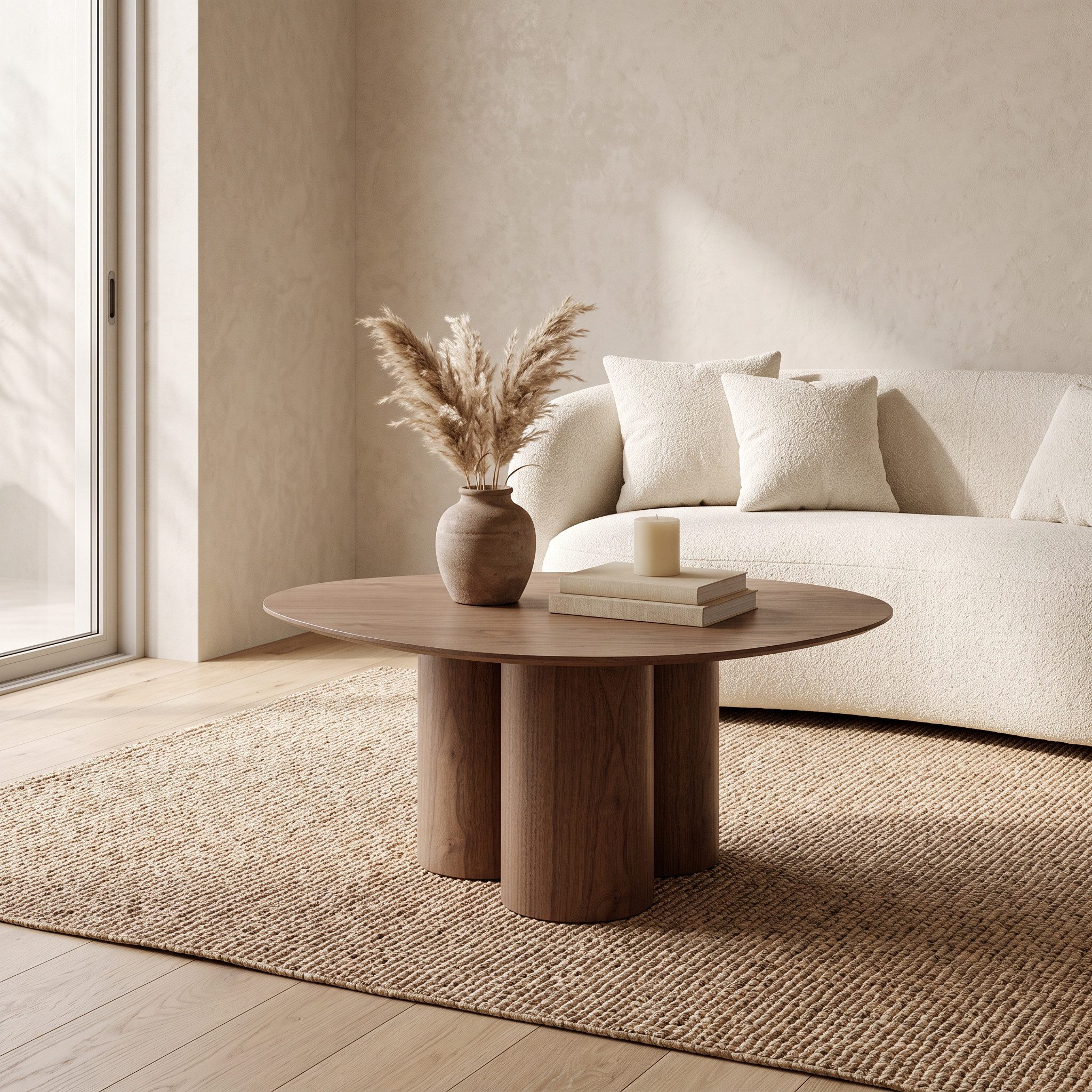 WILLIAMSPACE Couchtisch Moderner Couchtisch, asymmetrische Freiformplatte, Holzfurnier