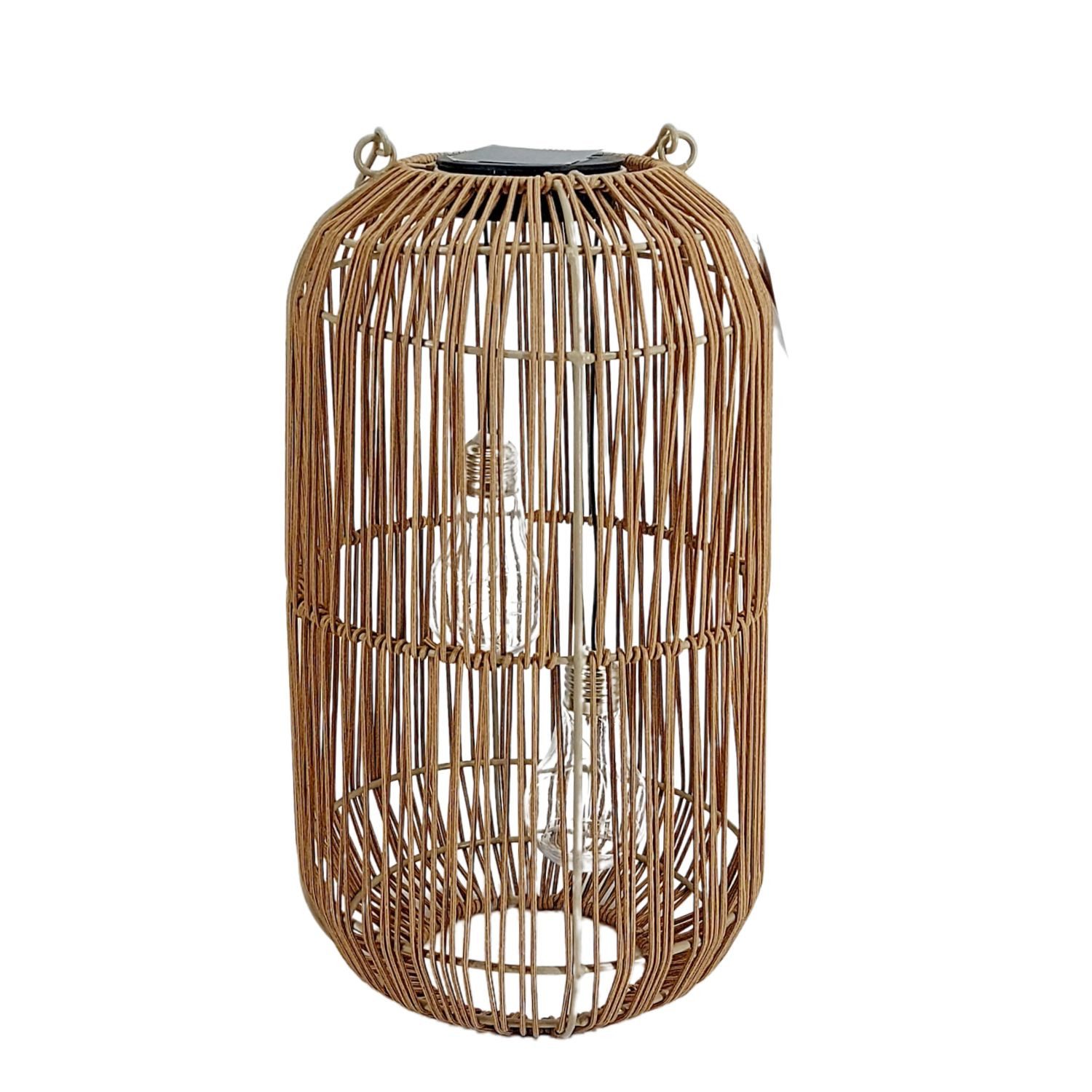 formano LED Tischleuchte Rattan-Optik, LED, Solarbetrieben, Braun, Bänder, H: 38cm
