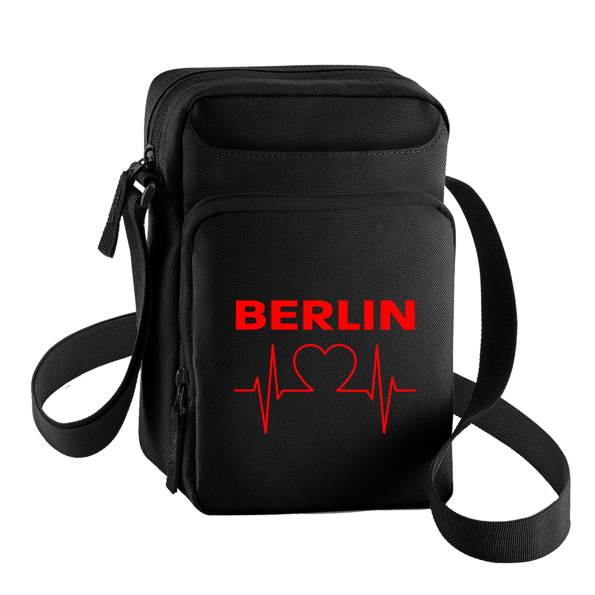 multifanshop Schultertasche Berlin rot - Herzschlag - Tasche