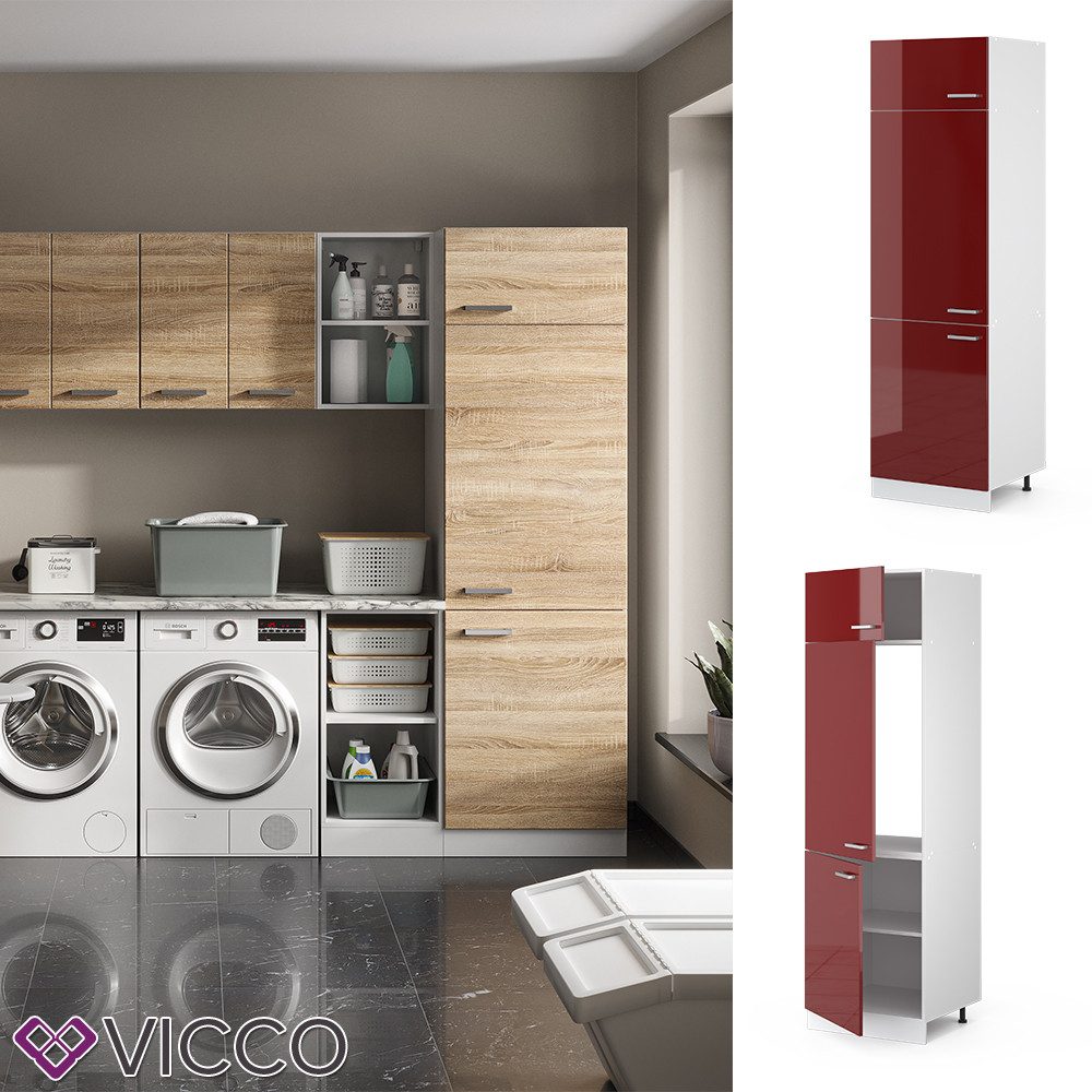 Vicco Schranksystem R-Line, Bordeaux Hochglanz/Weiß, 60 günstig online kaufen