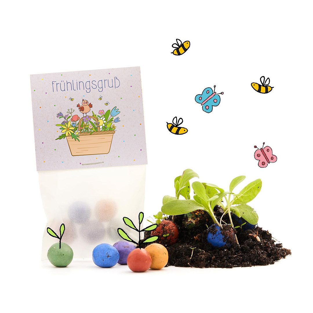 Die Stadtgärtner Spielzeug-Gartenset 10 Blumenmurmeln-Tütchen - Wachsende Oster-Geschenke,  Osternest-Idee, Enthält 10 Tütchen