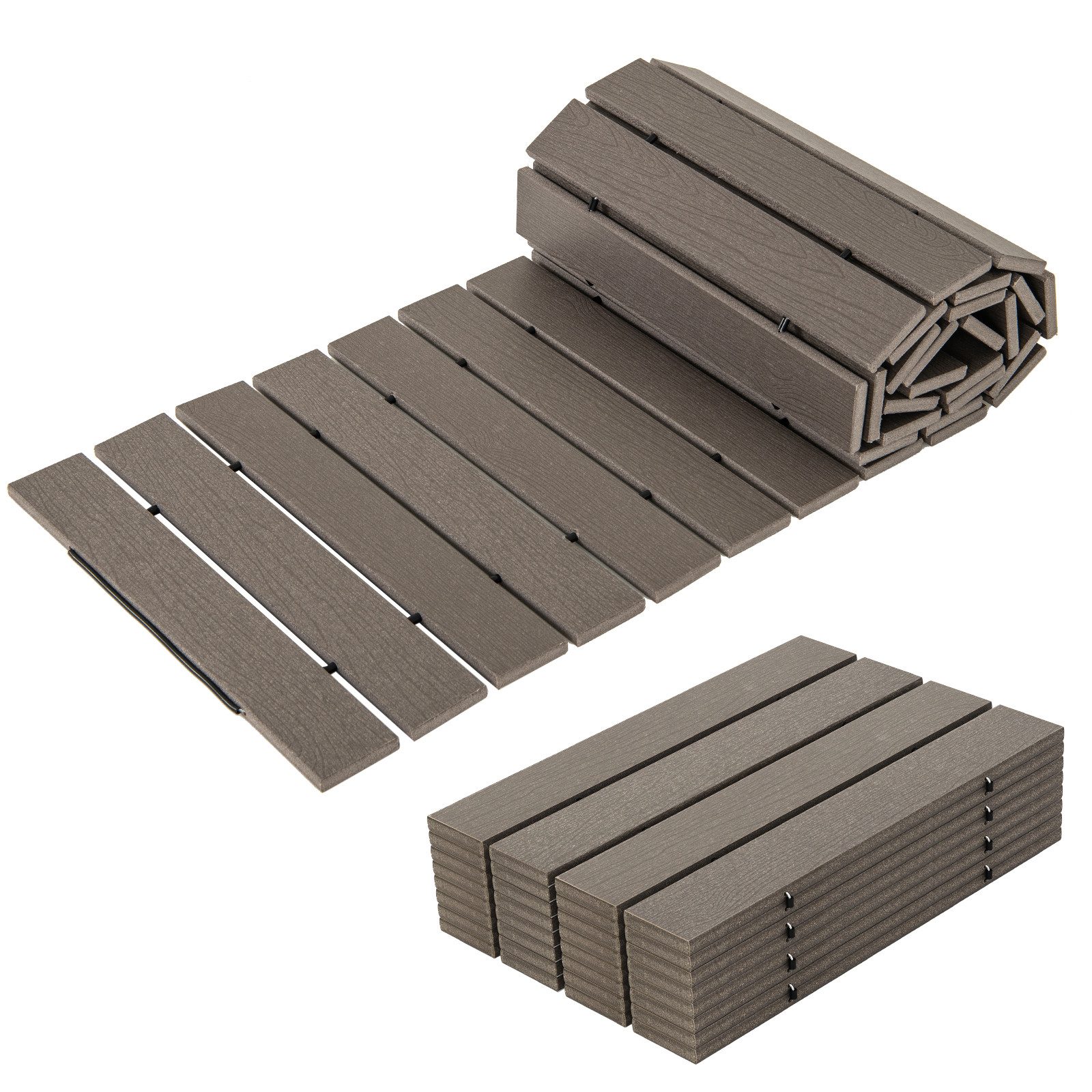 KOMFOTTEU Gartensteg, Rollweg aus HDPE mit Holzoptik, 242 x 43 cm