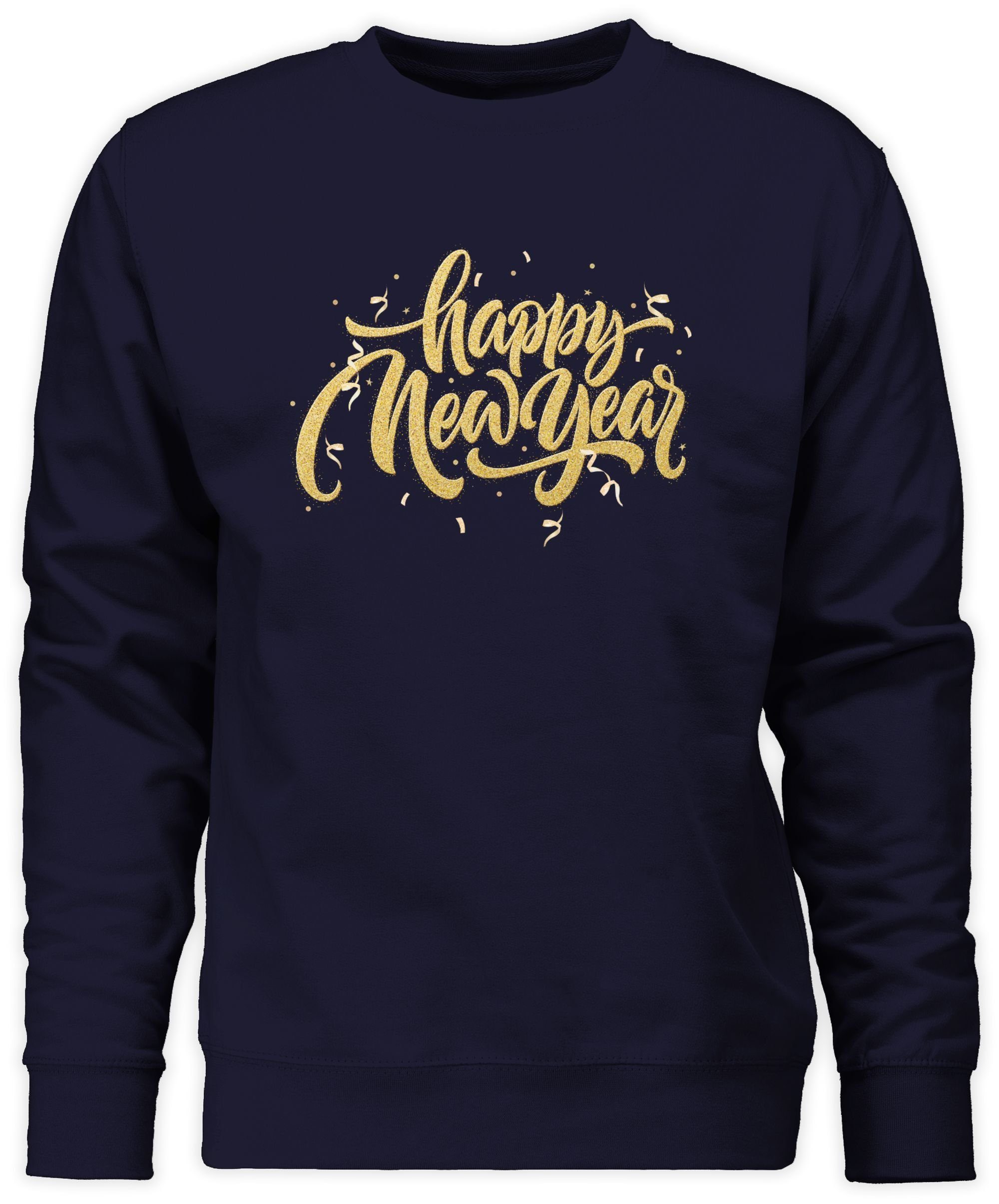 Sweatshirt Shirtracer Happy Silvester Year New (1-tlg) Dunkelblau Erwachsene 2