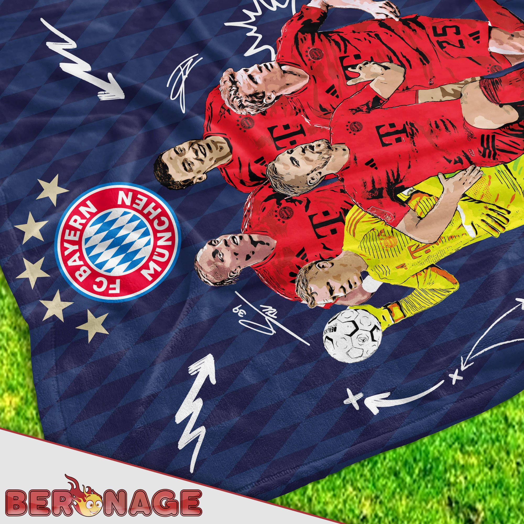 BERONAGE Tagesdecke FC Bayern München Decke Player 150x200 cm Kuscheldecke Fleecedecke, passend zur Bettwäsche, ideal für Sofa, Couch, Bett, Auto, Camping