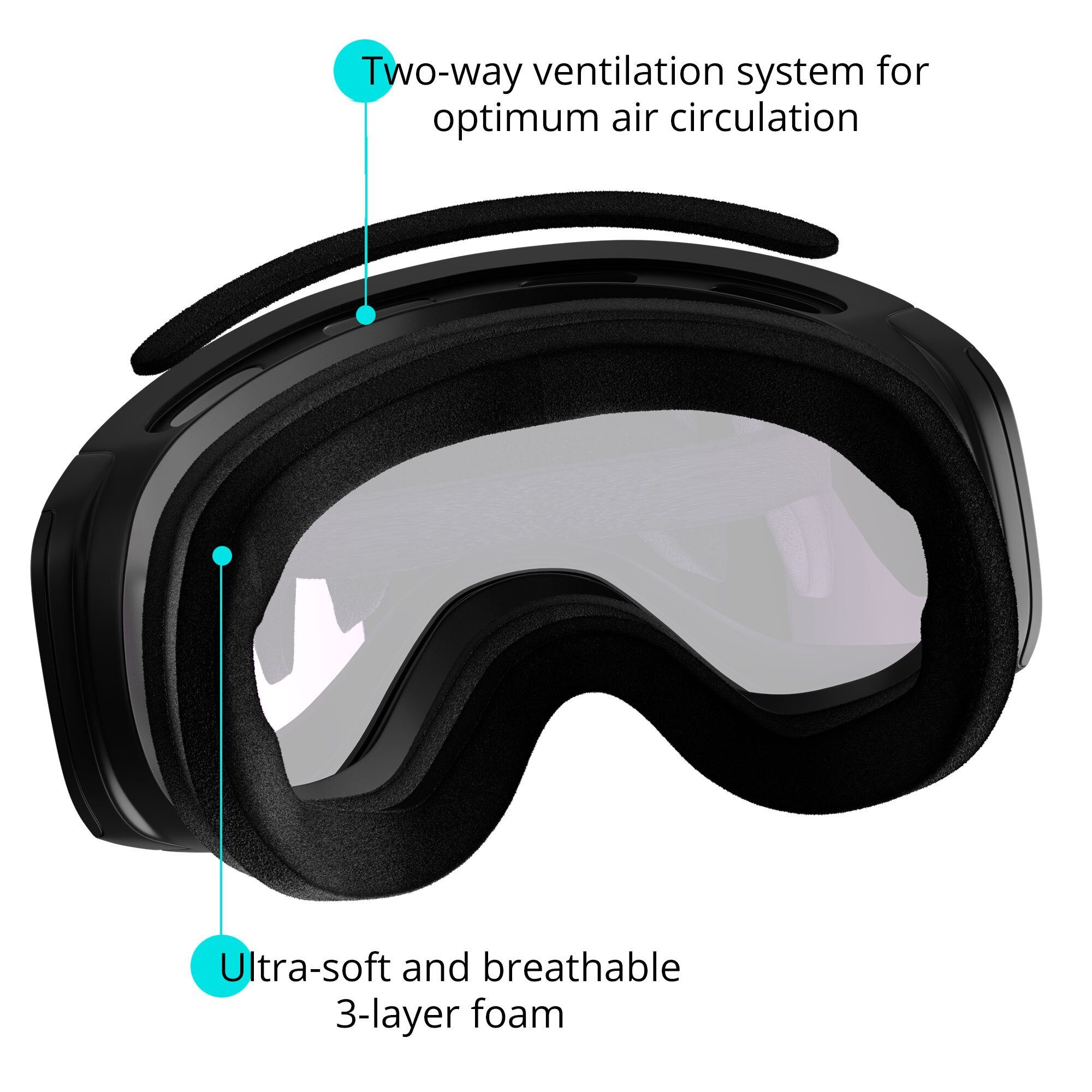 YEAZ für Skibrille APEX, silber/schwarz Gläser, Magnet-Wechsel-System