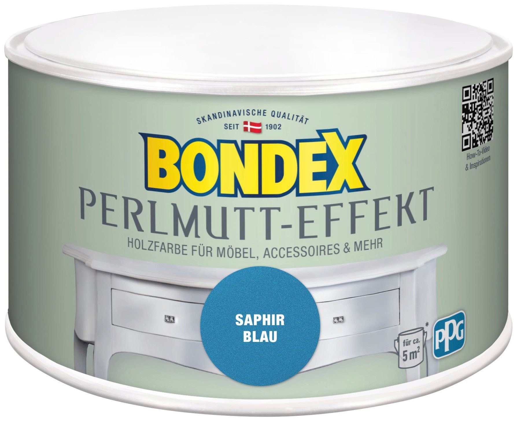 0,5 l & Holzfarbe Bondex für Blau PERLMUTT-EFFEKT, Saphir Möbel Bastelfarbe Accessoires,