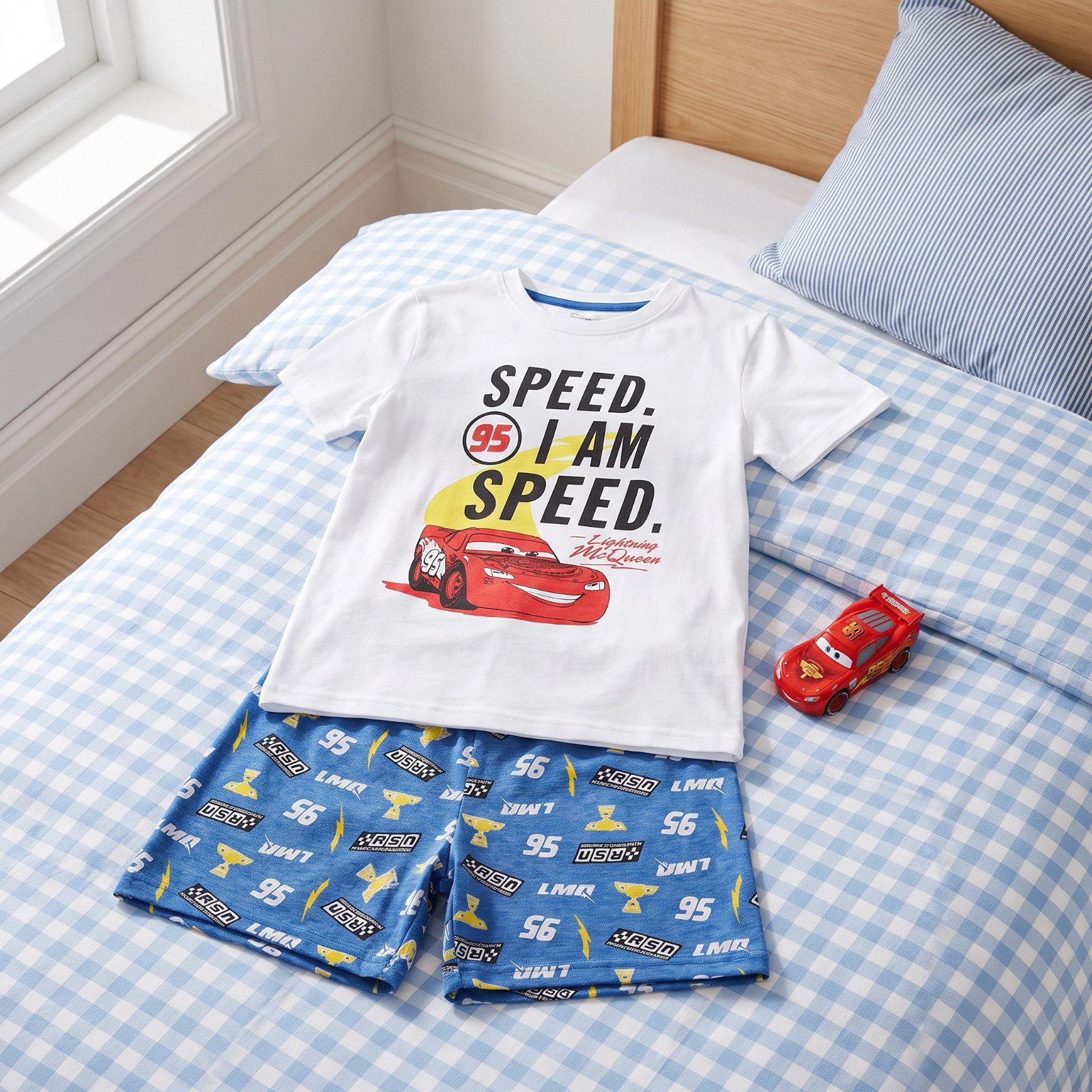 Disney Schlafanzug Disney Cars 3 Lightning McQueen Jungen Schlafanzug kurz – Pyjama Gr. 98 bis 128 - 100% Baumwolle