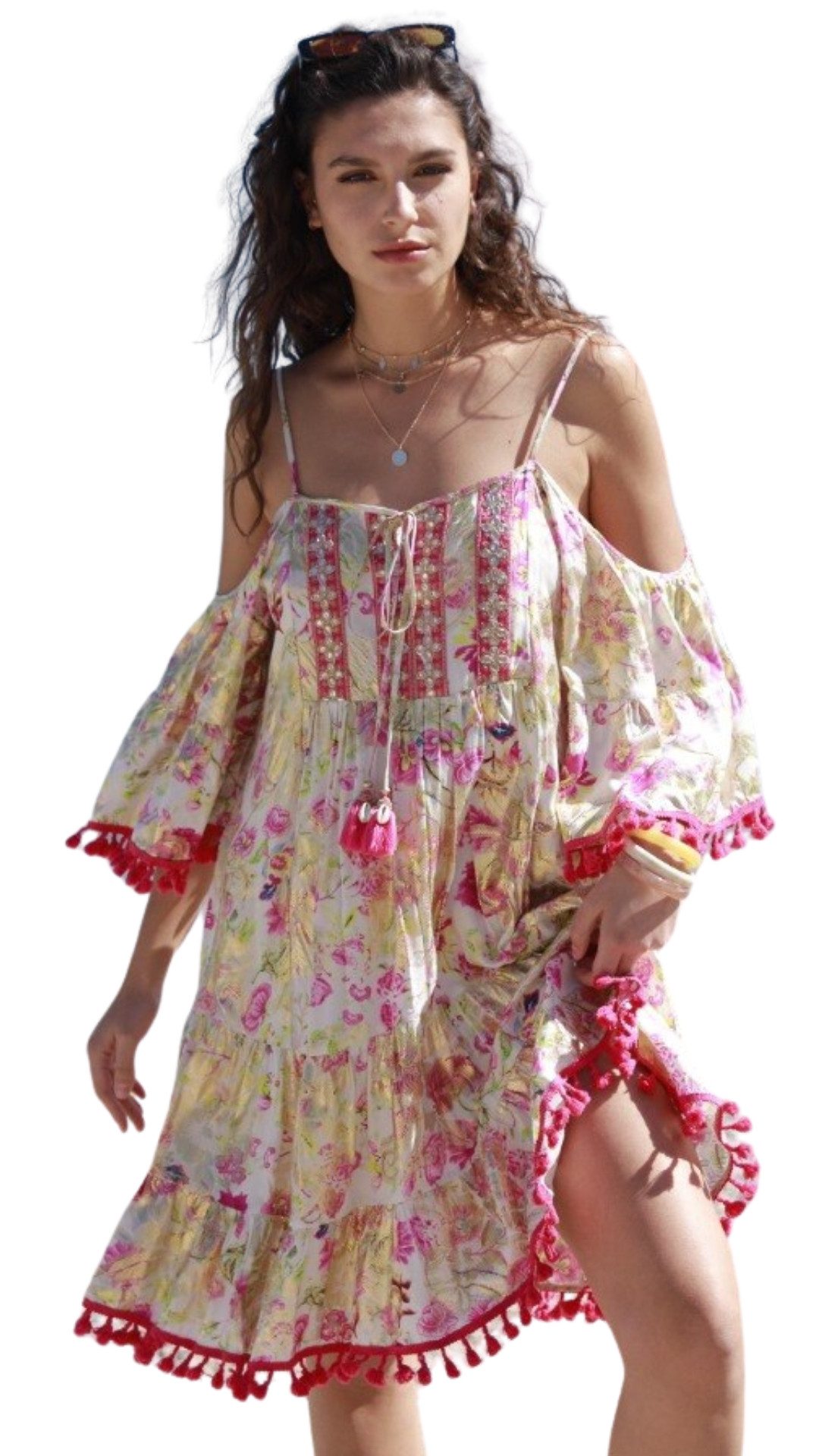Charis Moda Tunikakleid Strandkleid Bohéme schulterfrei günstig online kaufen