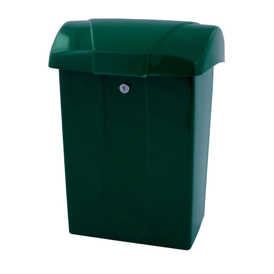 PROREGAL® Mülleimer Wandbriefkasten aus Kunststoff, Grün HxBxT 44x31x20cm
