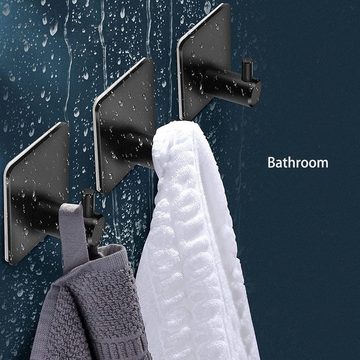 Blusmart Handtuchhaken 4 Stück Handtuchhalter Wandhaken Selbstklebend, für Badezimmer, (Edelstahl, 4-St., Wandhaken), Handtuchhaken ohne Bohren