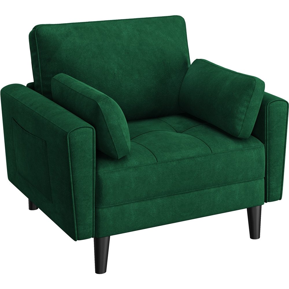 Yaheetech Sofa Einzelsofa, Polstersofa mit Rückenkissen & 2 Seitenkissen & 2 Aufbewahrungstaschen