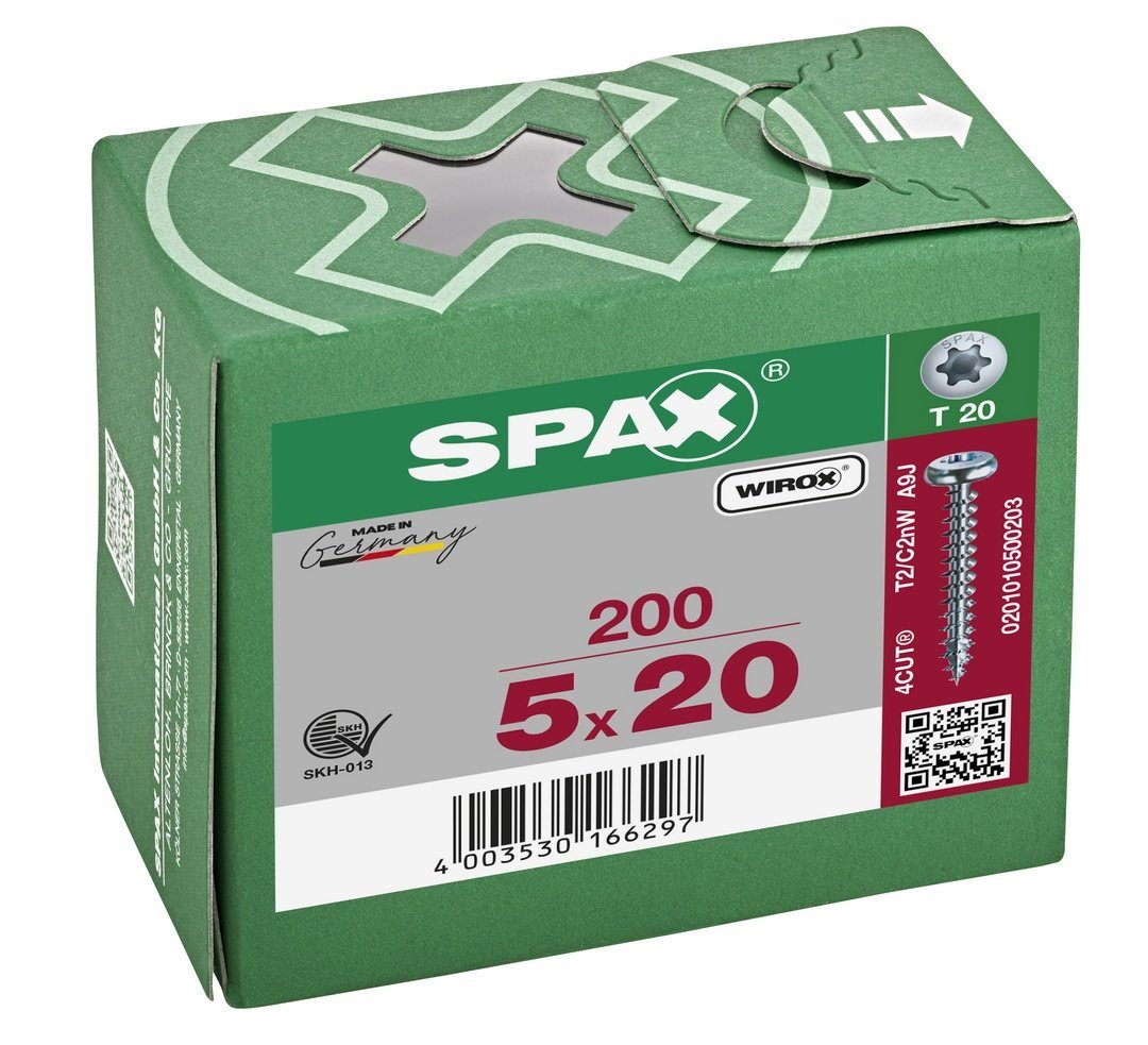St), Spanplattenschraube SPAX weiß 5x20 verzinkt, 200 (Stahl mm Universalschraube,