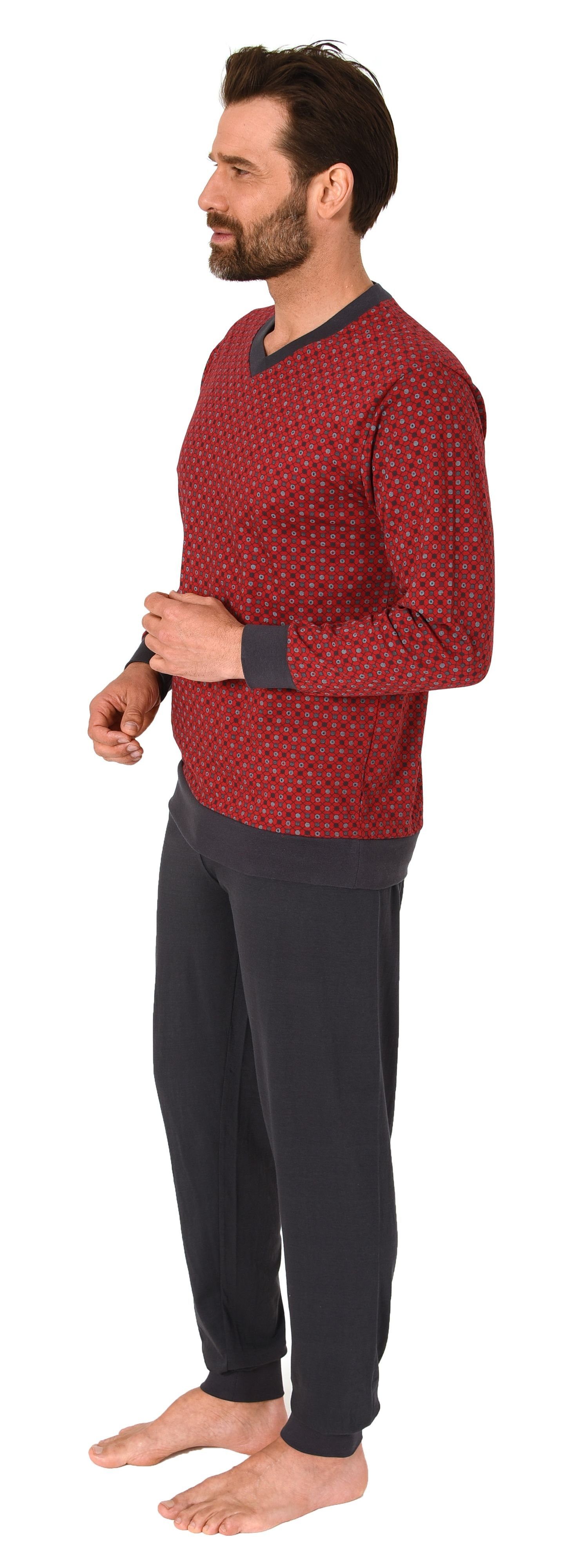 Normann Pyjama Herren Pyjama langarm mit Minimal-Print - 122 10 750