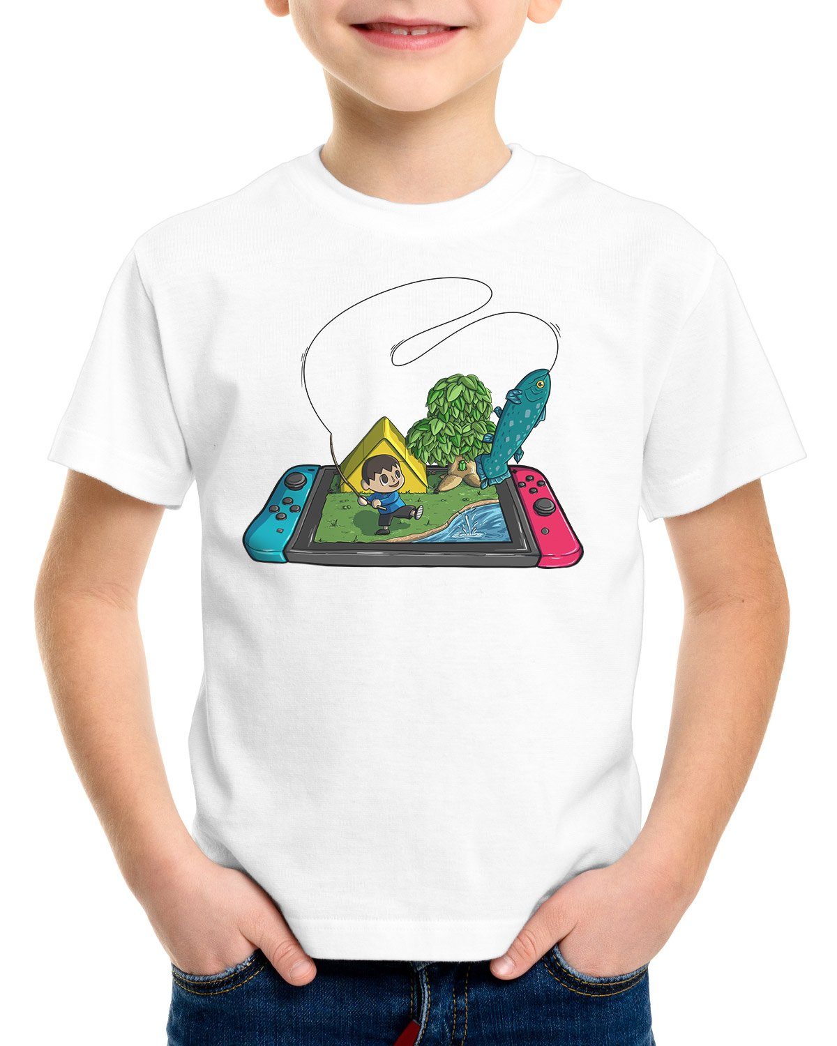 style3 Print-Shirt Kinder T-Shirt Crossing Fisch switch animal videospiel  horizons online kaufen | OTTO
