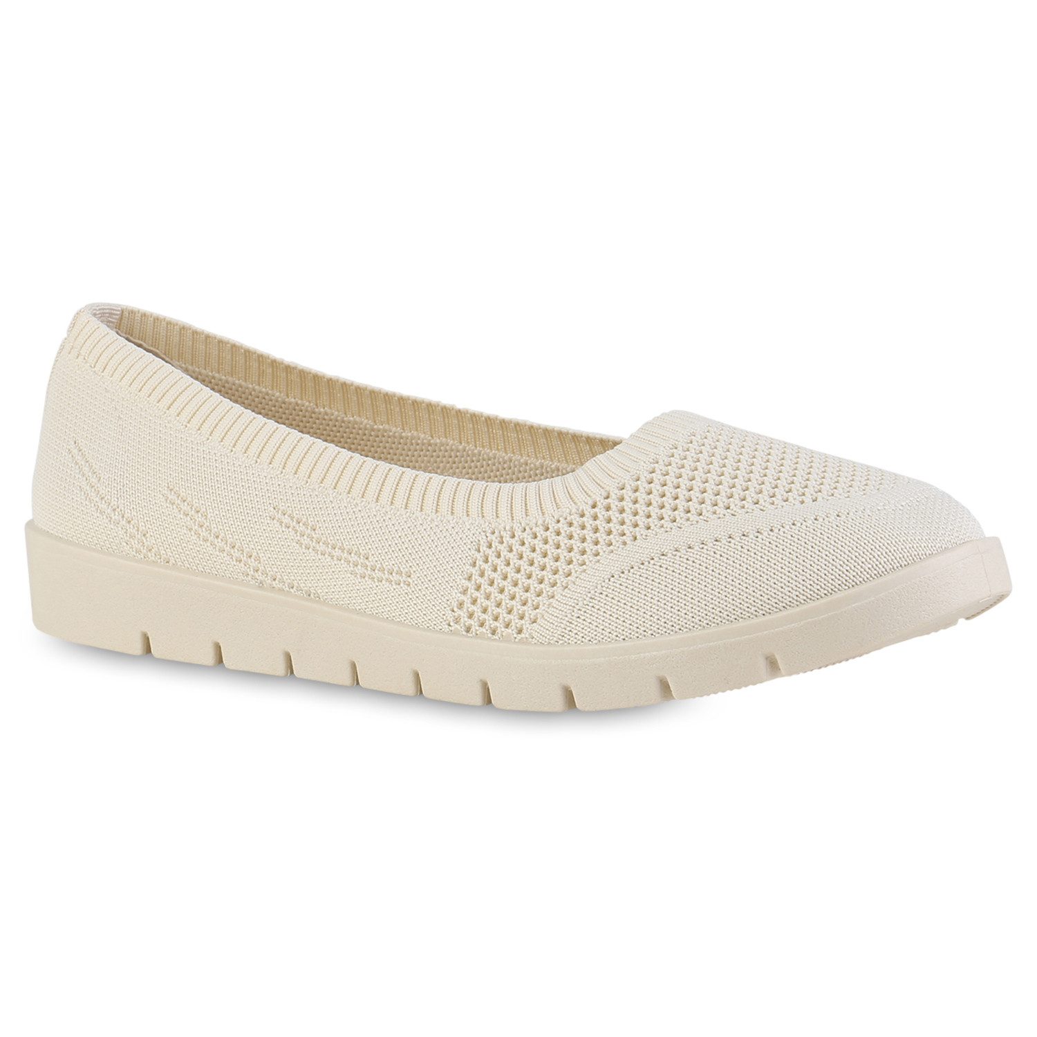 VAN HILL 841603 Sneaker Ballerinas Damen Sportliche Ballerinas Bequeme Strick Profil-Sohle