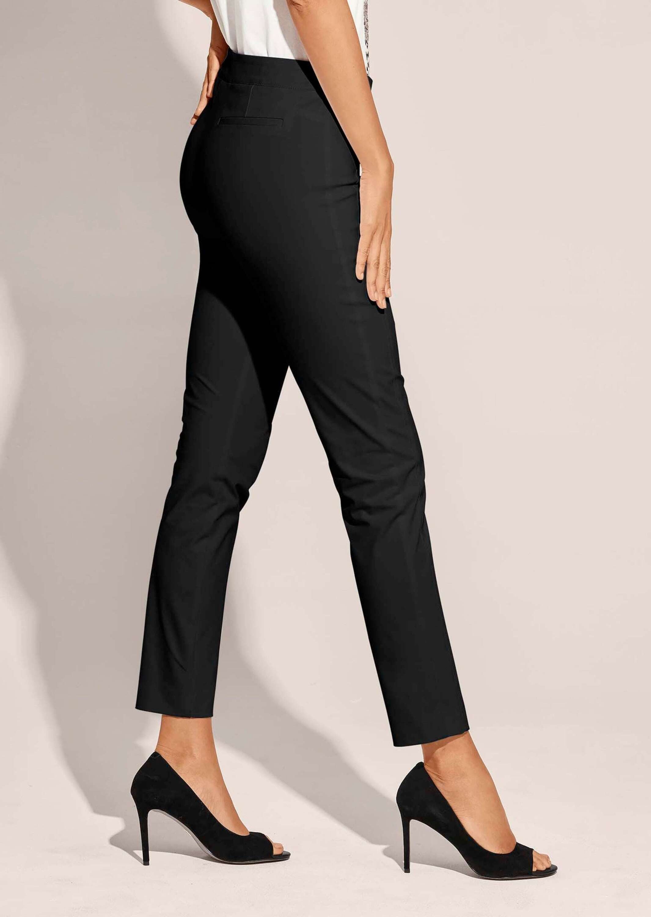 MADELEINE Stoffhose Schlanke Stretch-Hose mit Vichy-Karo Stoffhose in Knöchellänge und ohne Taschen