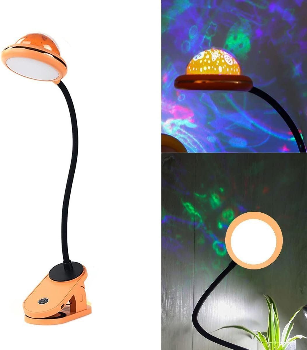 DOPWii Nachttischlampe Klemmleuchte,Schwanenhals Bettlampe,Stern-Tischlampe,1200mAh,Leselampe Orange | Tischlampen