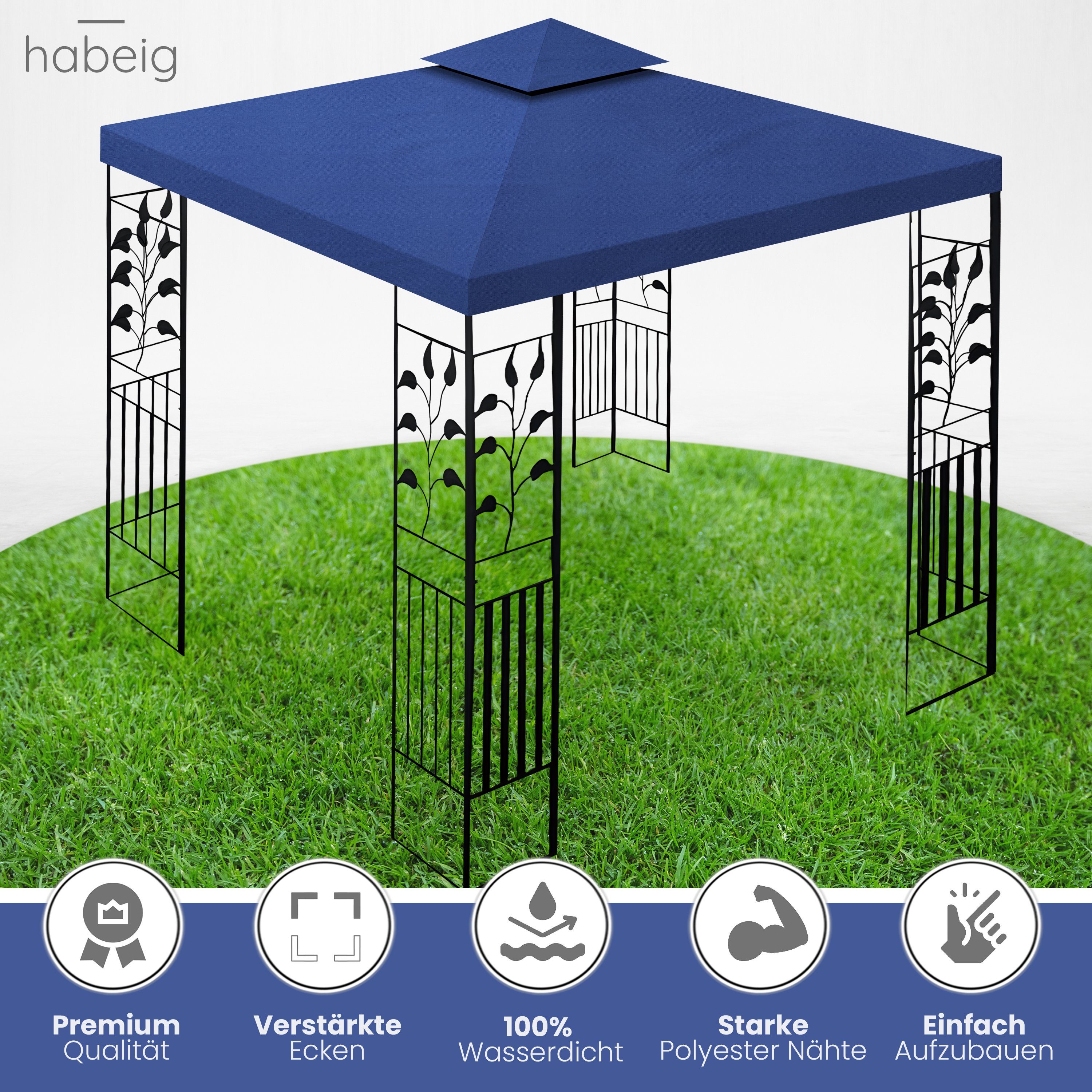 habeig Pavillon 100% Wasserdicht Toskana Metallpavillon günstig online kaufen