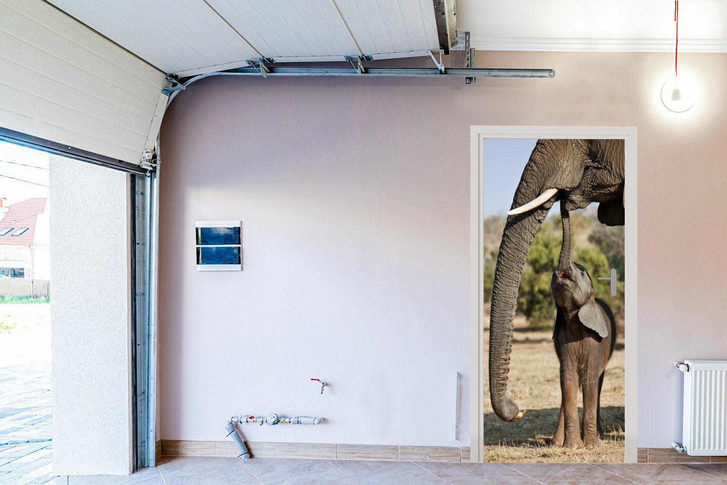 MuchoWow Türtapete Elefant - Tiere Fototapete Matt, Natur, Tür, - - Gras cm 75x205 St), Türaufkleber, bedruckt, (1 für