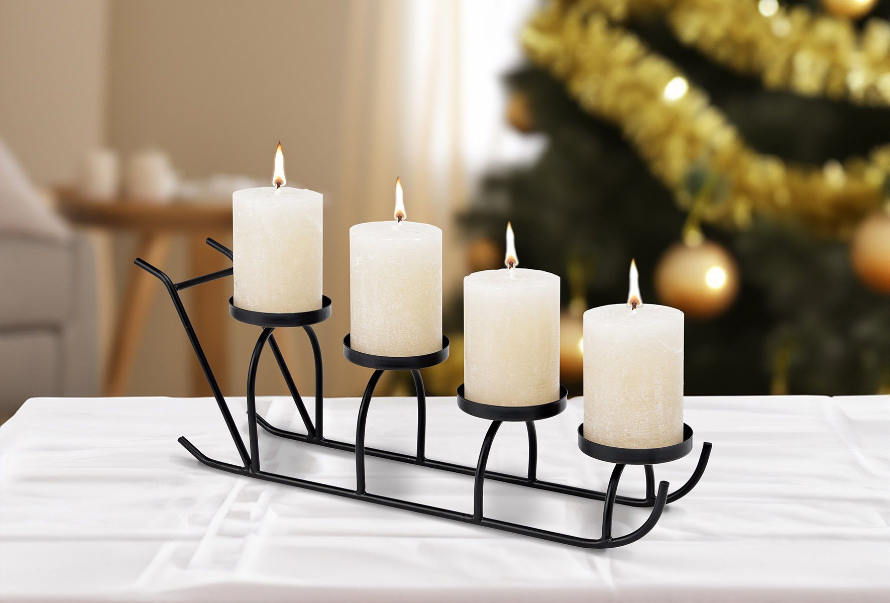 Spetebo Tischkerzenhalter Metall Advents Kerzenständer schwarz - 44 cm (Pac günstig online kaufen