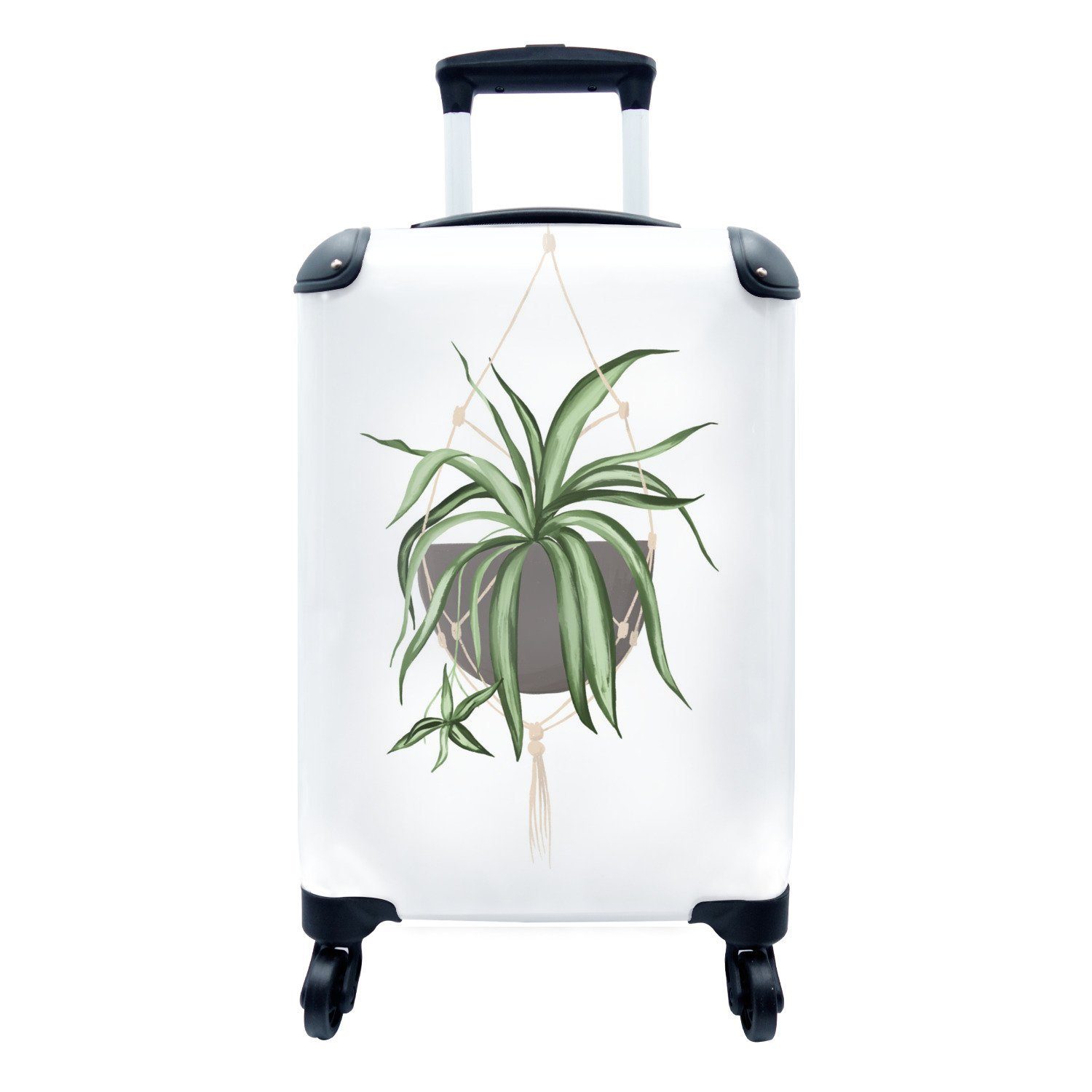 MuchoWow Handgepäckkoffer Pflanzen - Hängepflanze - Weiß, 4 Rollen, Reisetasche mit rollen, Handgepäck für Ferien, Trolley, Reisekoffer