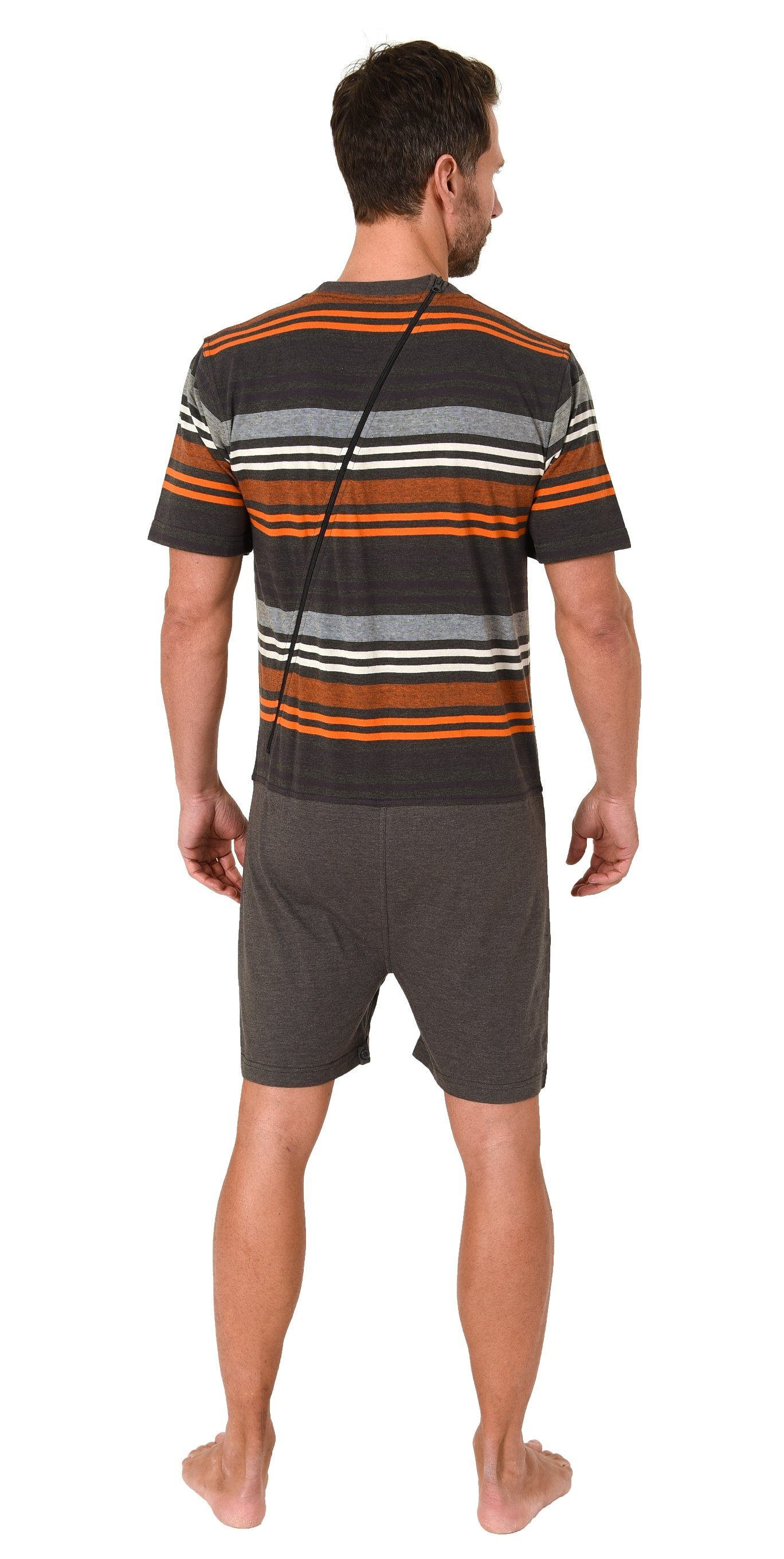 Normann Care Pyjama Herren Pflegeoverall kurzarm mit Reißverschluss am Rück günstig online kaufen