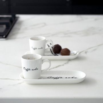 Rivièra Maison Espressotasse Caffè Solo off white ink. Untertasse, Porzellan