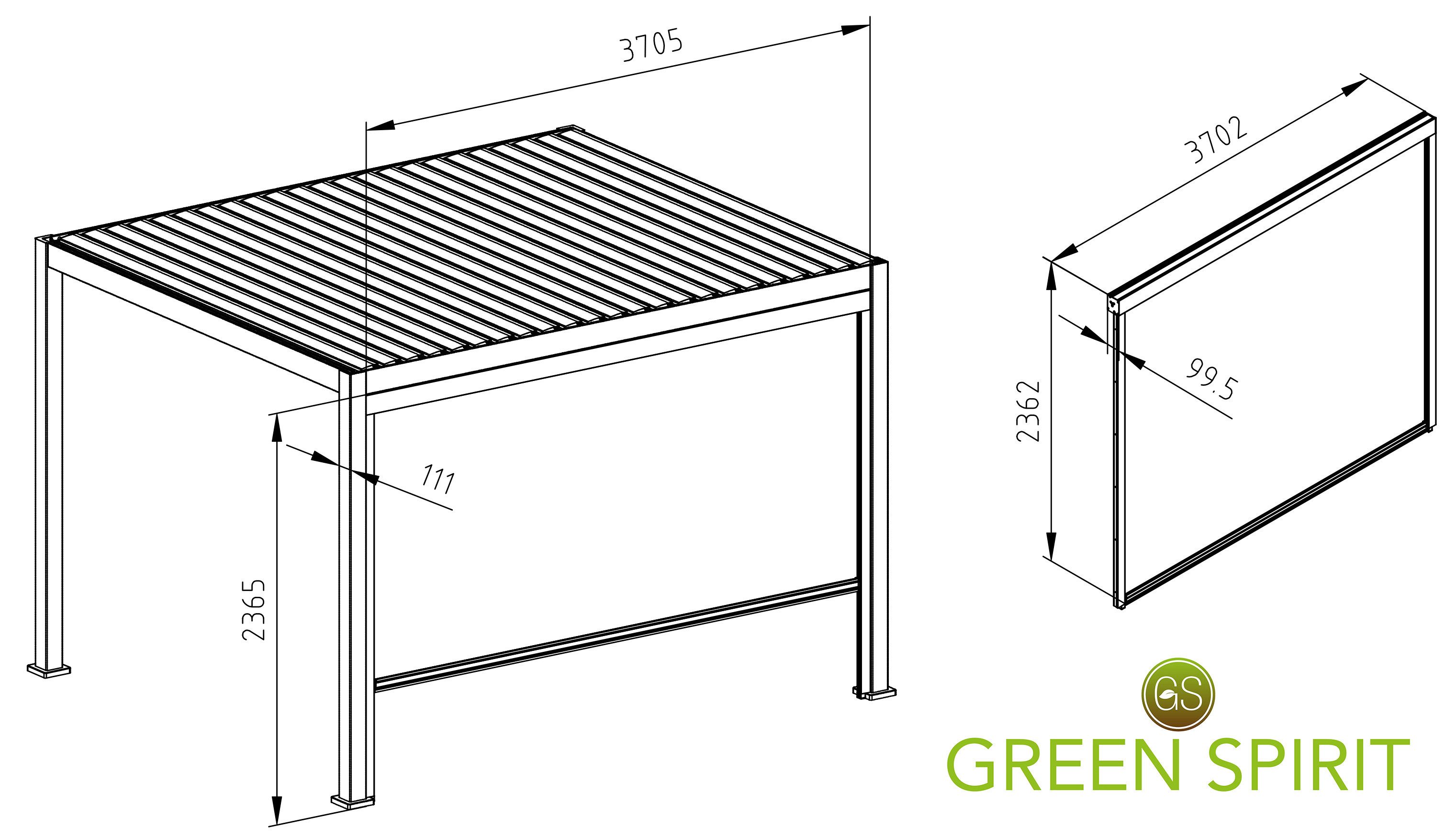 Green Spirit Pergola »Mirador« Sonnenrollo für 4m Pergola Sichtschutz Windschutz Rollo, (1-tlg., ein Sonnenrollo für Green Spirit Pergola Classic und Deluxe), anthrazit, für Pergola Classic & Deluxe, wetterfest - Garten, Terrasse