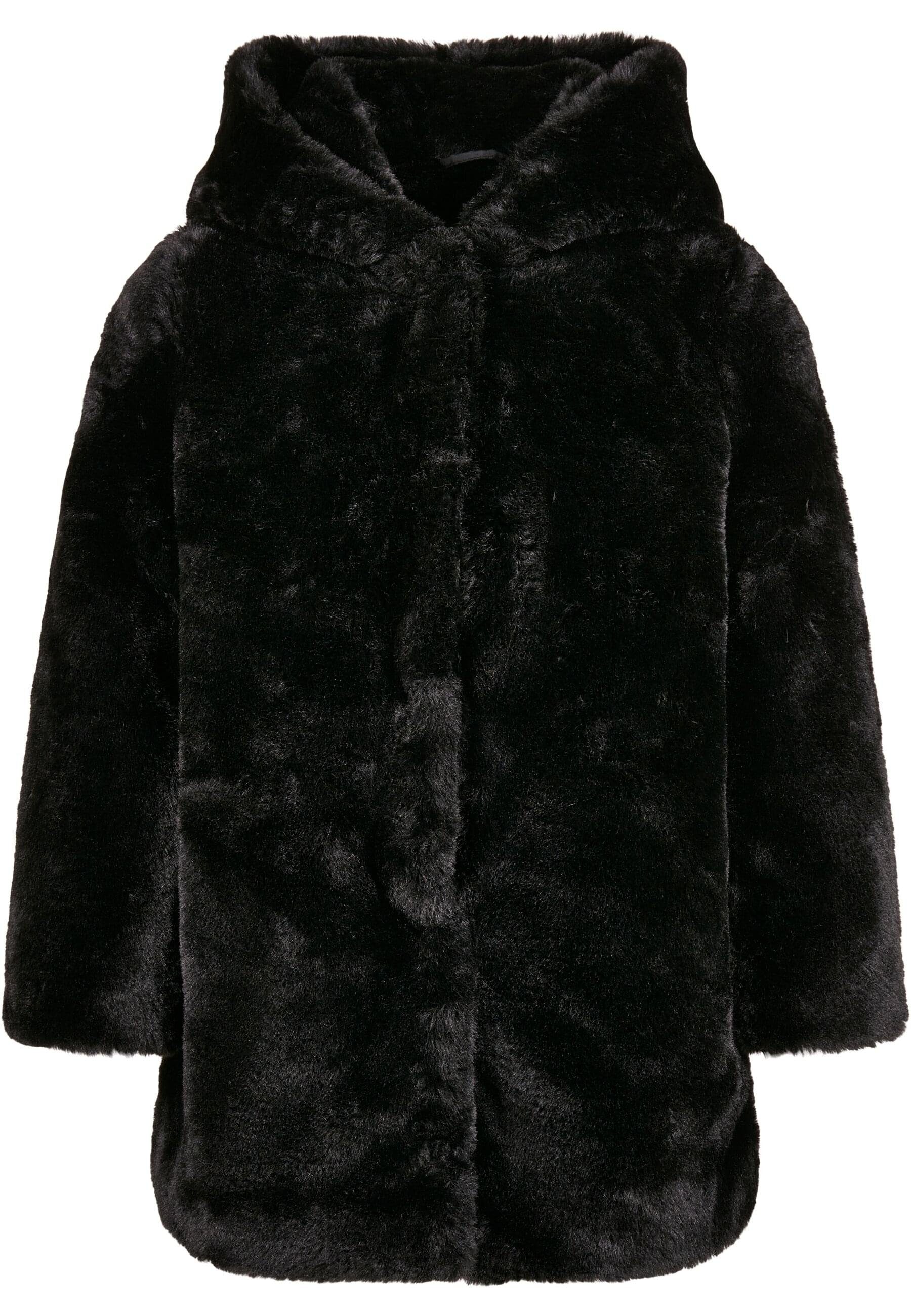 URBAN CLASSICS Winterjacke Damen Coat Girls (1-St) black Teddy Hooded