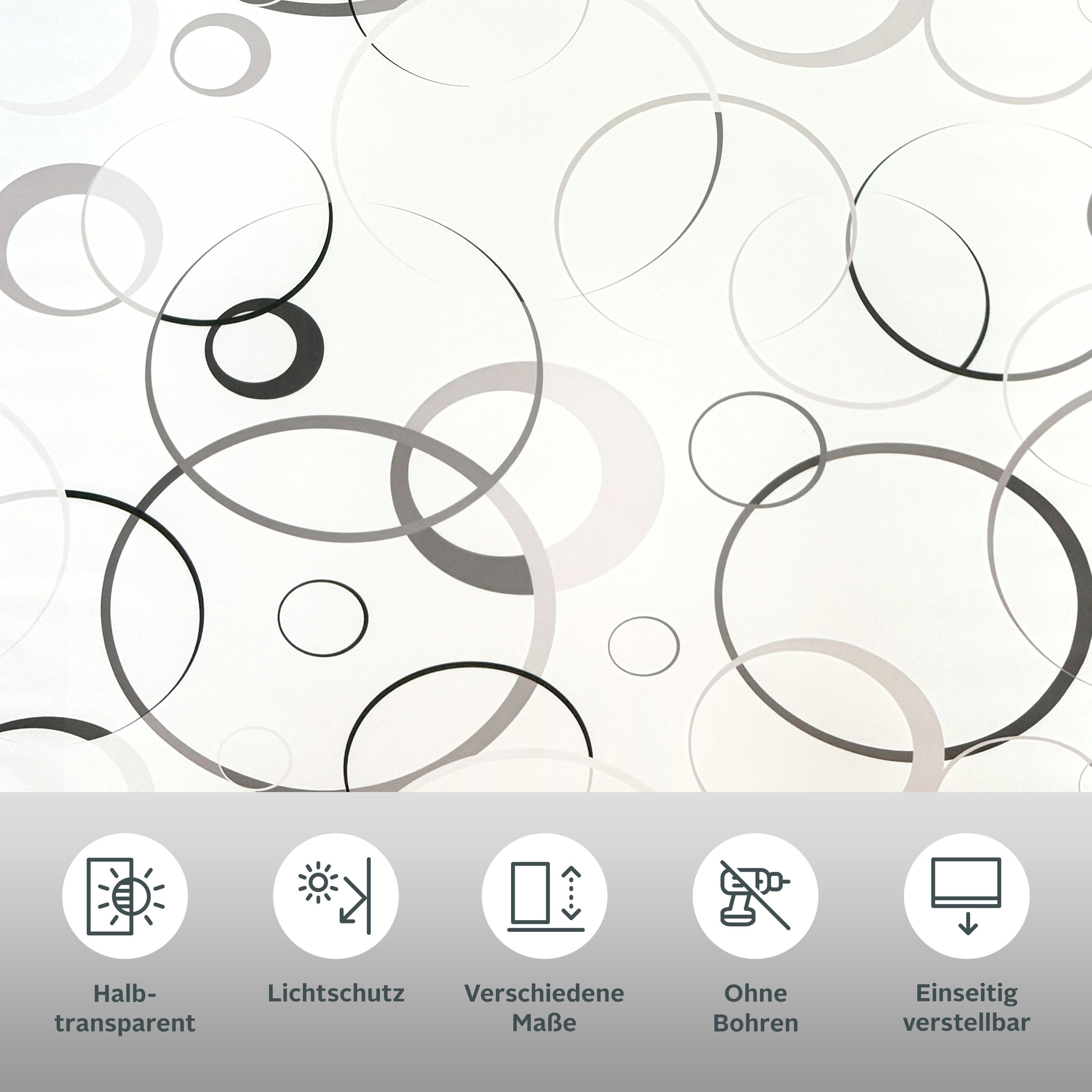 Seitenzugrollo MAZE, Bruno Banani, Lichtschutz, ohne Bohren, freihängend, Klemmfix, mit modernen Kreiselementen NEUHEIT!