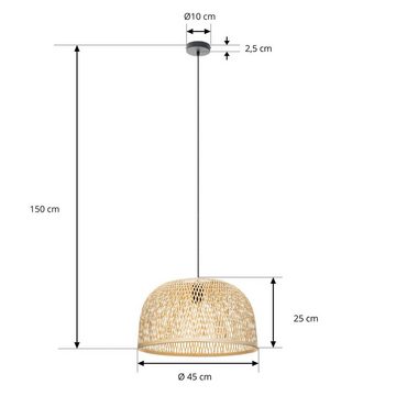 Lindby Hängeleuchte Dabila, dimmbar, Leuchtmittel nicht inklusive, Landhaus / Rustikal, Bambus, holz hell, 1 flammig, E27, Deckenlampe