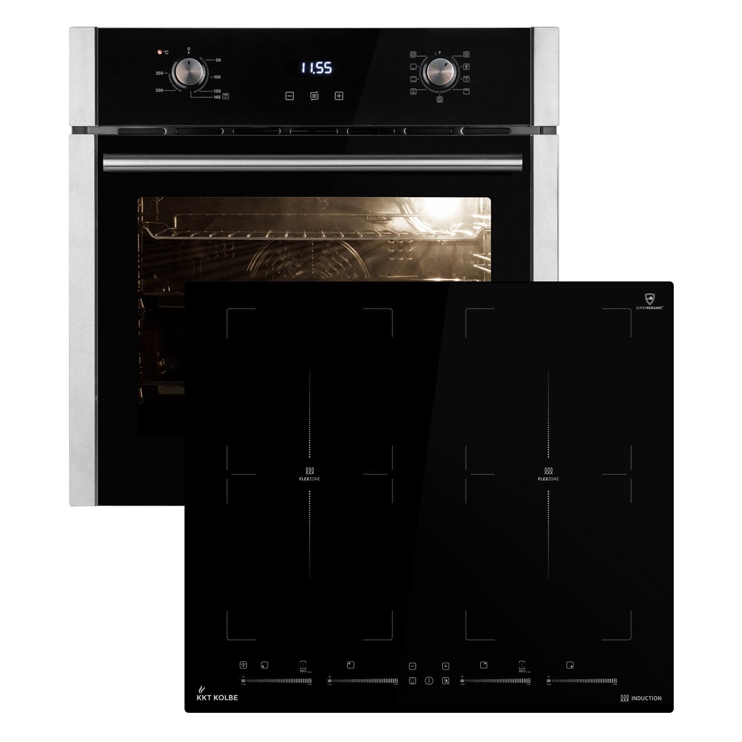 KKT KOLBE Backofen-Set KKT KOLBE Backofen und Induktionskochfeld SET80104FZ, mit siehe Bilder/Beschreibung, Heißluft / Grill-/Bratsystem / Timer / Teleskopauszüge / Flex-Zone