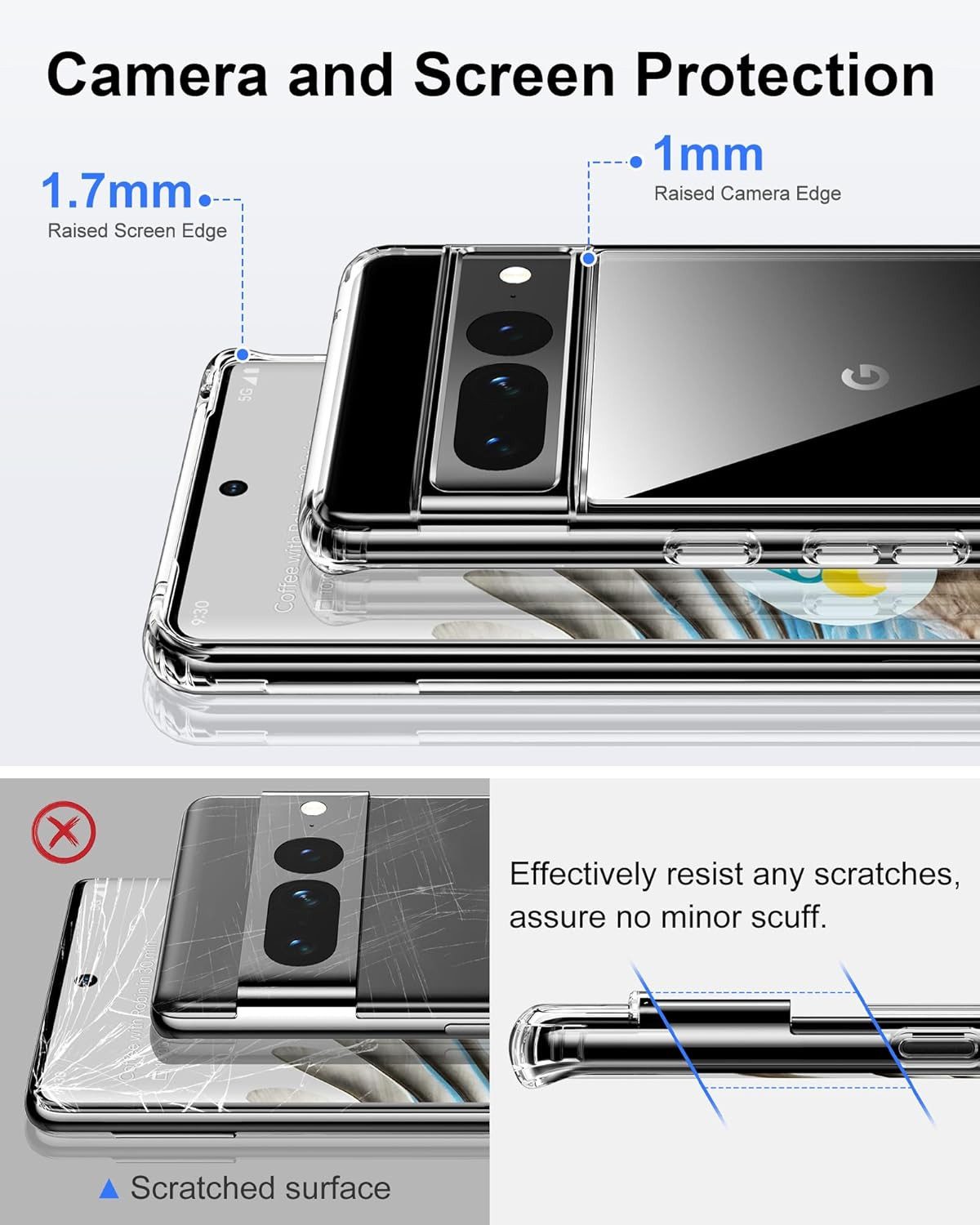 Baker Handyhülle Google Pixel 6 6a 6 Pro 7 7a 7 Pro 8 8a 8 Pro 9 9a 9 Pro 10 10 Pro, Transparent Schutzhülle Silikon mit Stoßfest Schutzecken – Bild 3 von 5