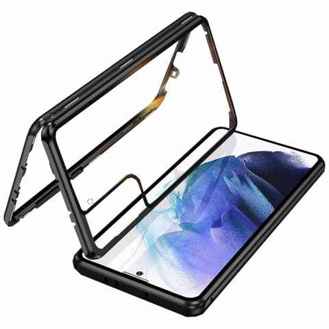 Wigento Handyhülle Beidseitiger 360 Grad Magnet / Glas Case Bumper für Samsung Galaxy S22 Plus Handy Tasche Case Hülle Cover New Style
