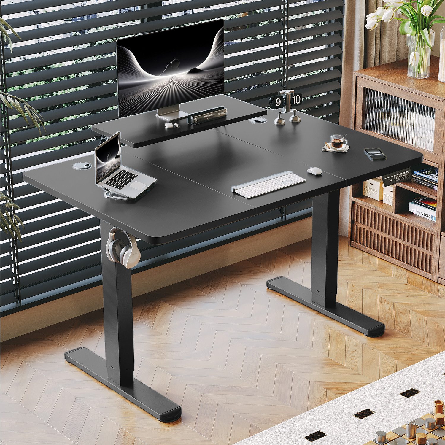 HOMALL Schreibtisch Höhenverstellbarer Schreibtisch mit Monitorständer günstig online kaufen