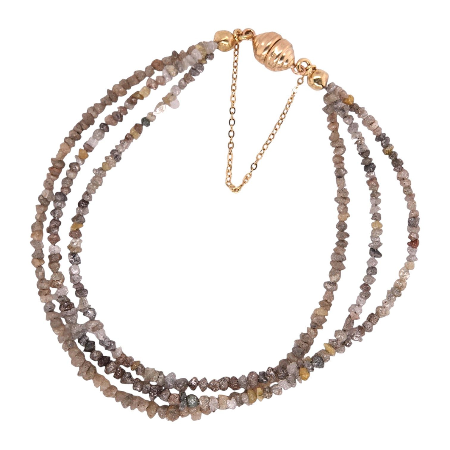 Sogni d'oro Armband mit Rohdiamanten, Gelbgold 375, Magnetschließe