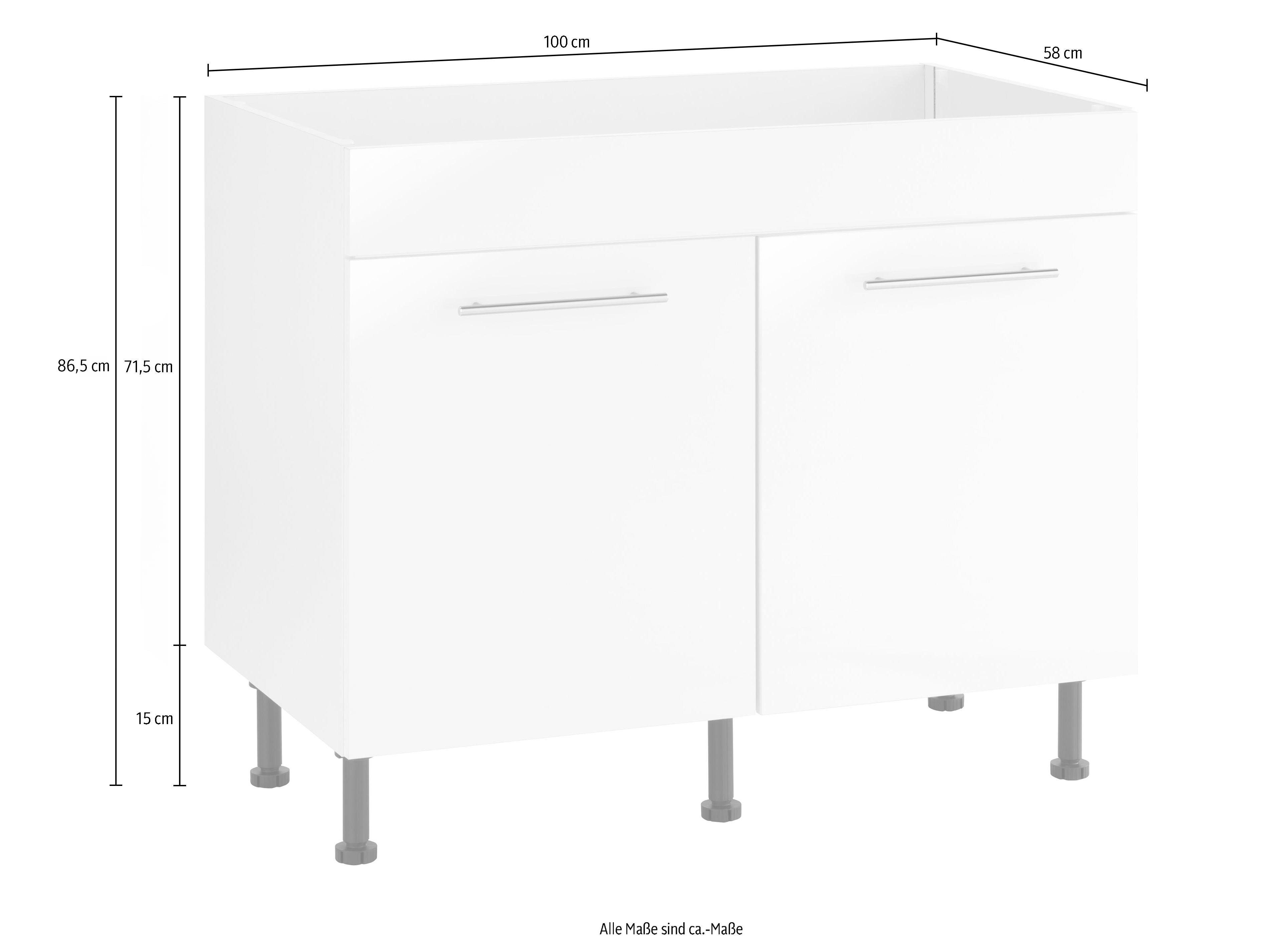wiho Küchen Spülenschrank Ela Breite 100 cm, höhenverstellbare Füße – Bild 3 von 4