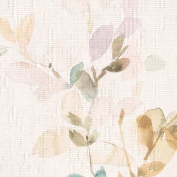 SCHÖNER LEBEN. Stoff Dekostoff Baumwolle Aziza1 Aquarell Blätterzweige Blüten pastell 1,4, Digitaldruck