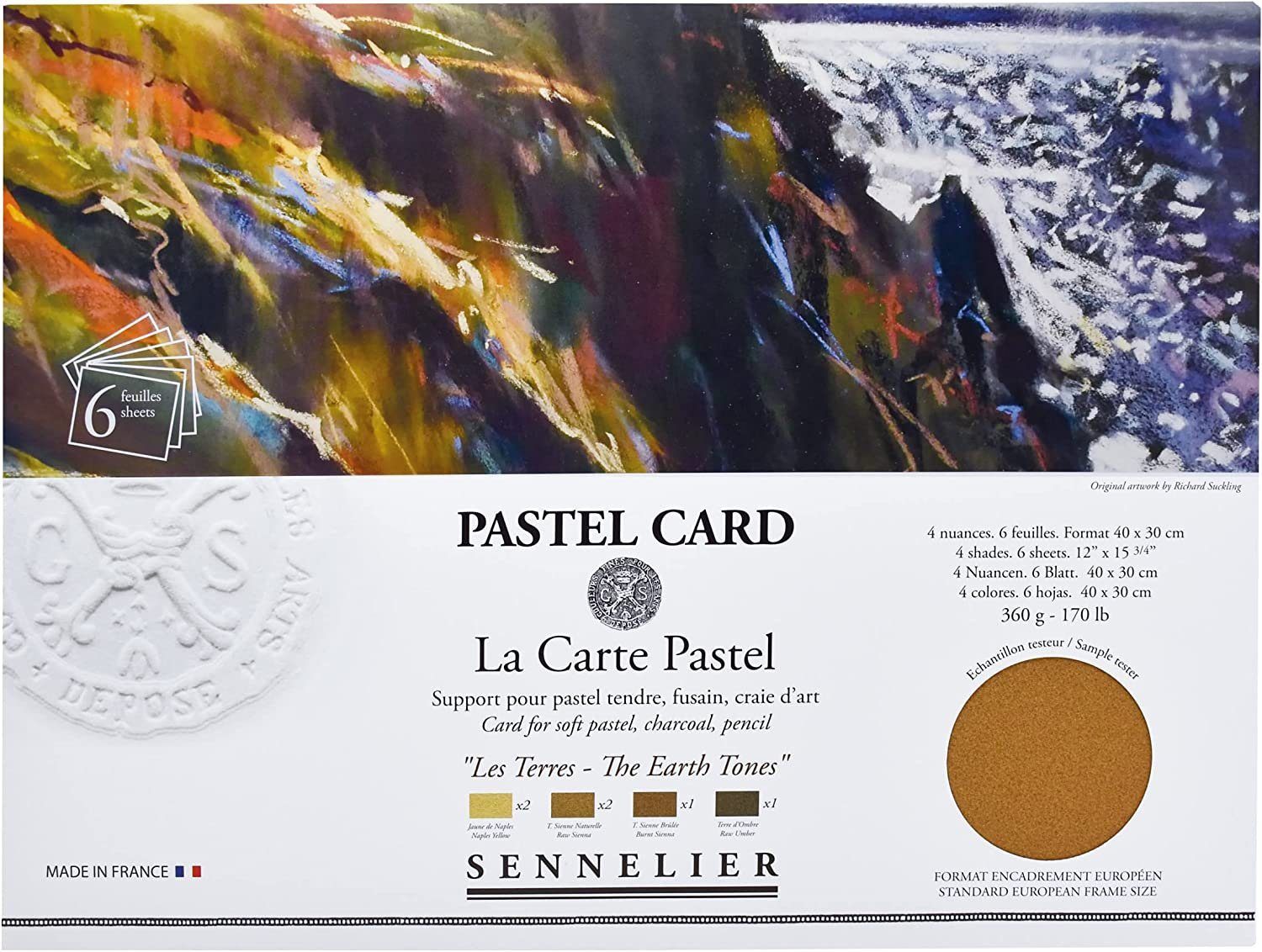 SENNELIER Papierkarton La Carte Pastel Earth Tones - 4 Farben, 6 Blatt 40x30cm