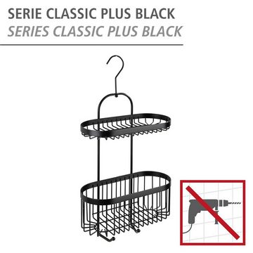 WENKO Badregal Classic Plus Black, 1 Ablage, 1 Korb