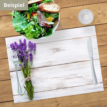 Platzset, Tischset Frühling, Ostern & Blumen - Lavendelstrauß, Tischsetmacher, (aus Naturpapier in Aufbewahrungsmappe, 12-St., 44 x 32 cm / lila-weiß), Tischdeko Made in Germany