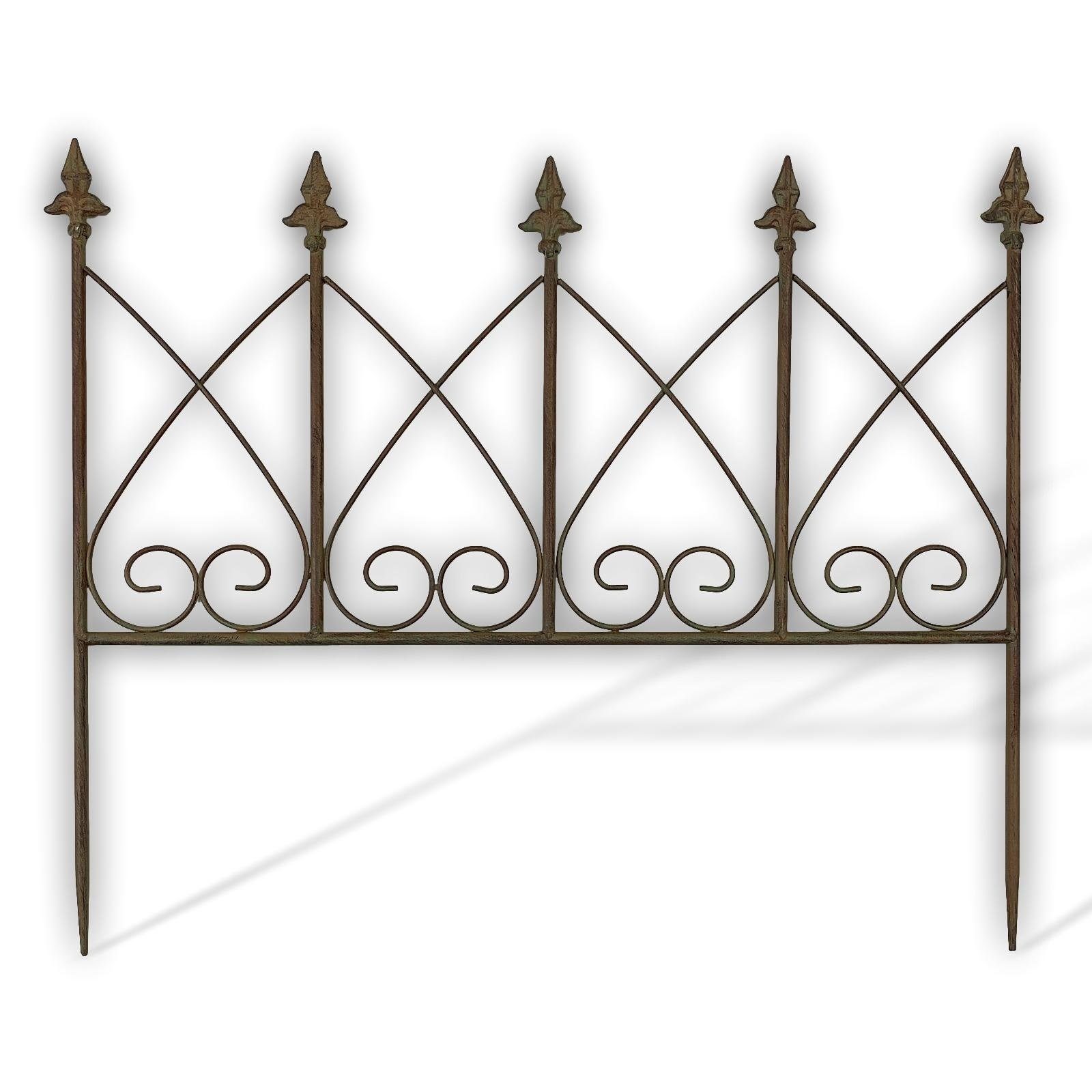 Aubaho Dekoobjekt Beetstecker Zaun Beeteinfassung Gartenzaun Garten Metall Antik-Stil gr